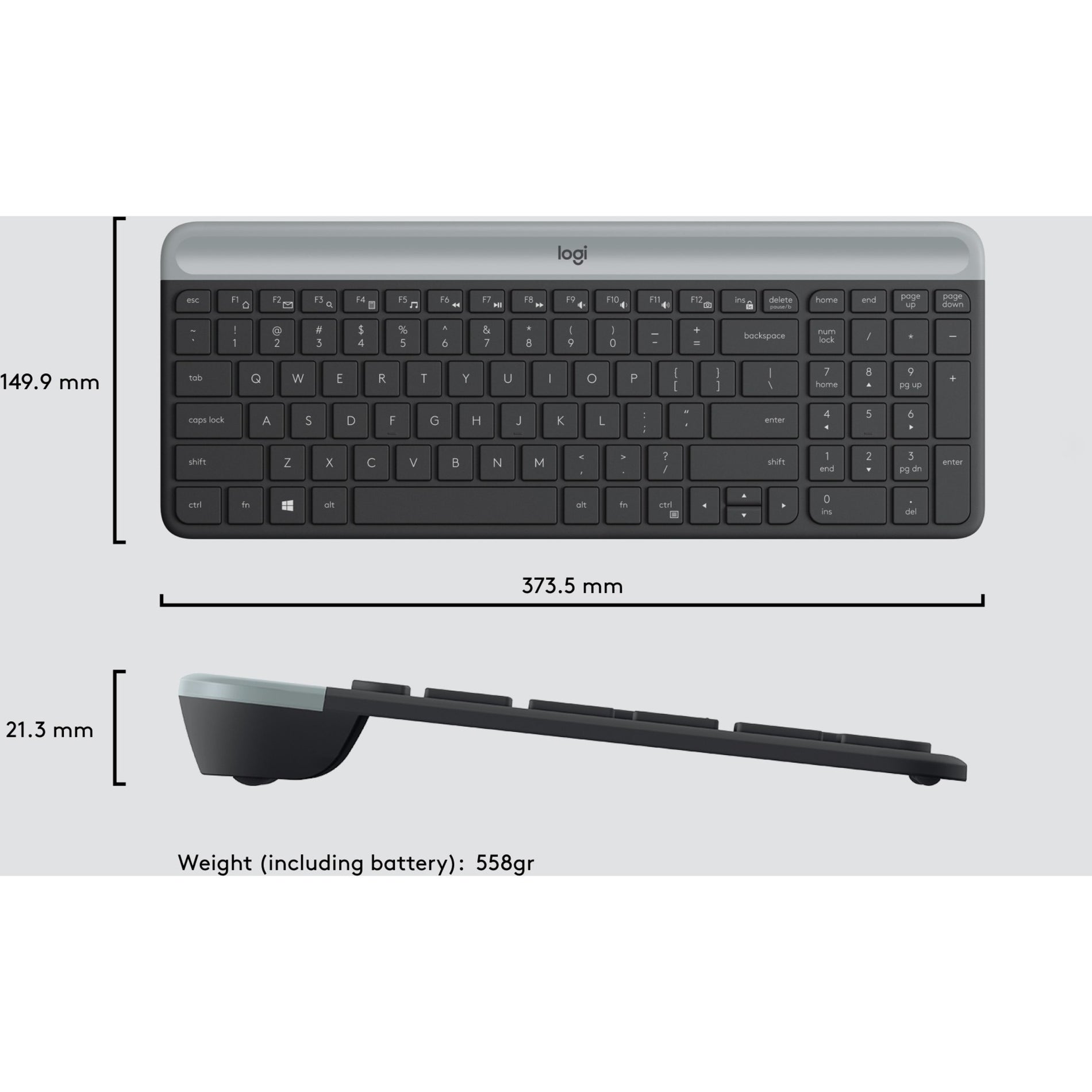 Logitech 920-009437 MK470 Slim Wireless Combo, Compact Keyboard and Mouse Set