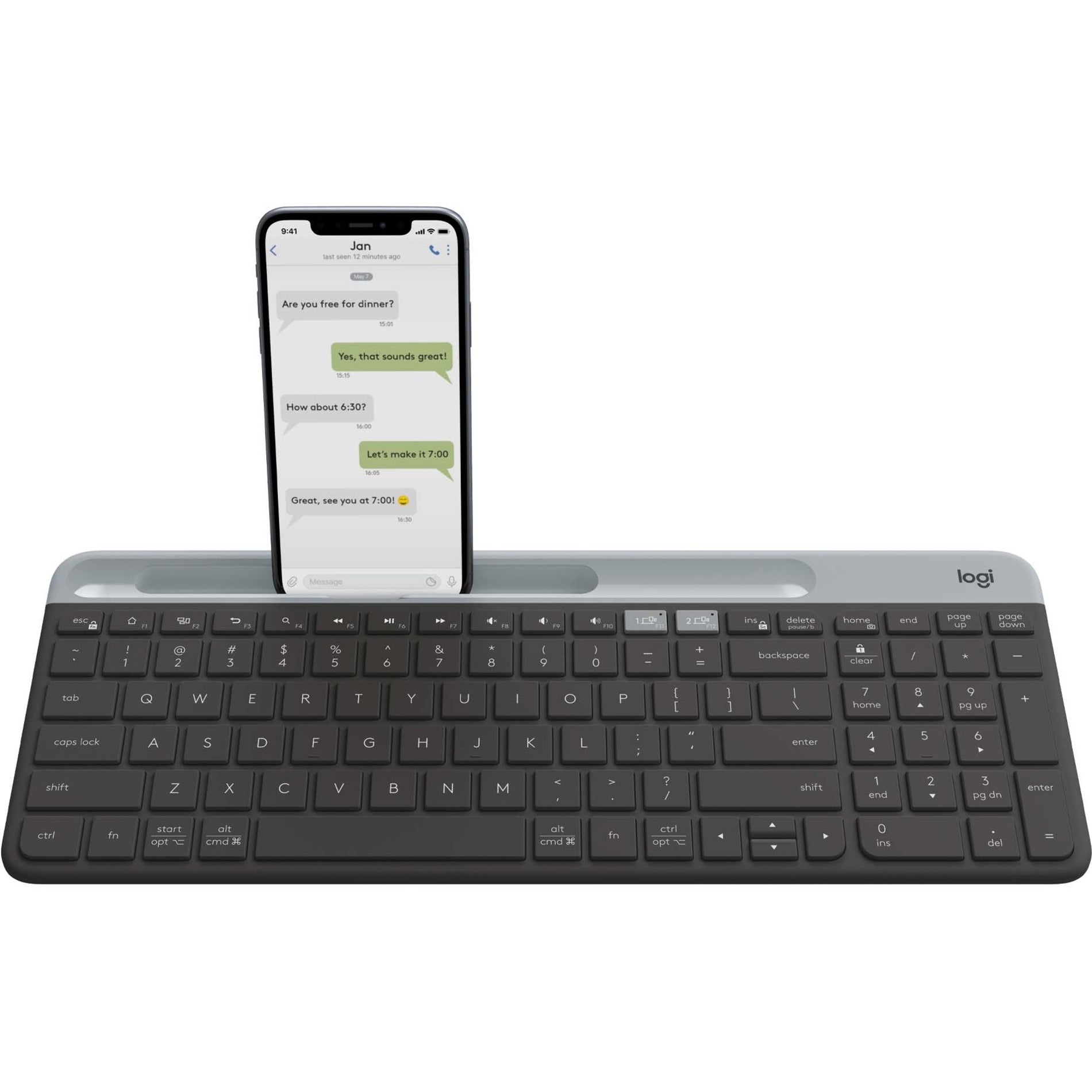 Logitech 920-009270 K580 Slim Multi-Device Wireless Keyboard Chrome OS Edition, Bluetooth/RF, Search, Google Assistant Key