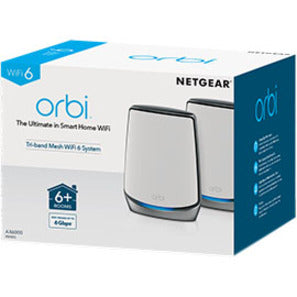 Netgear RBK852-100NAS Orbi Whole Home Tri-band Mesh WiFi 6 System, 2.5 Gigabit Ethernet, 750 MB/s