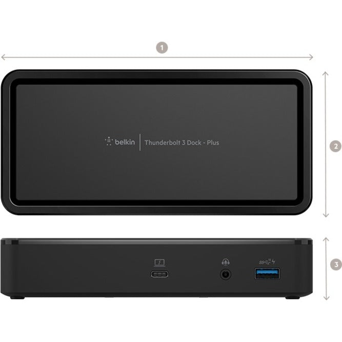 Belkin F4U109TT Thunderbolt 3 Dock Plus - Dual 4k - 40Gbps - 60W PD-MacOS and Windows, Laptop Docking Station