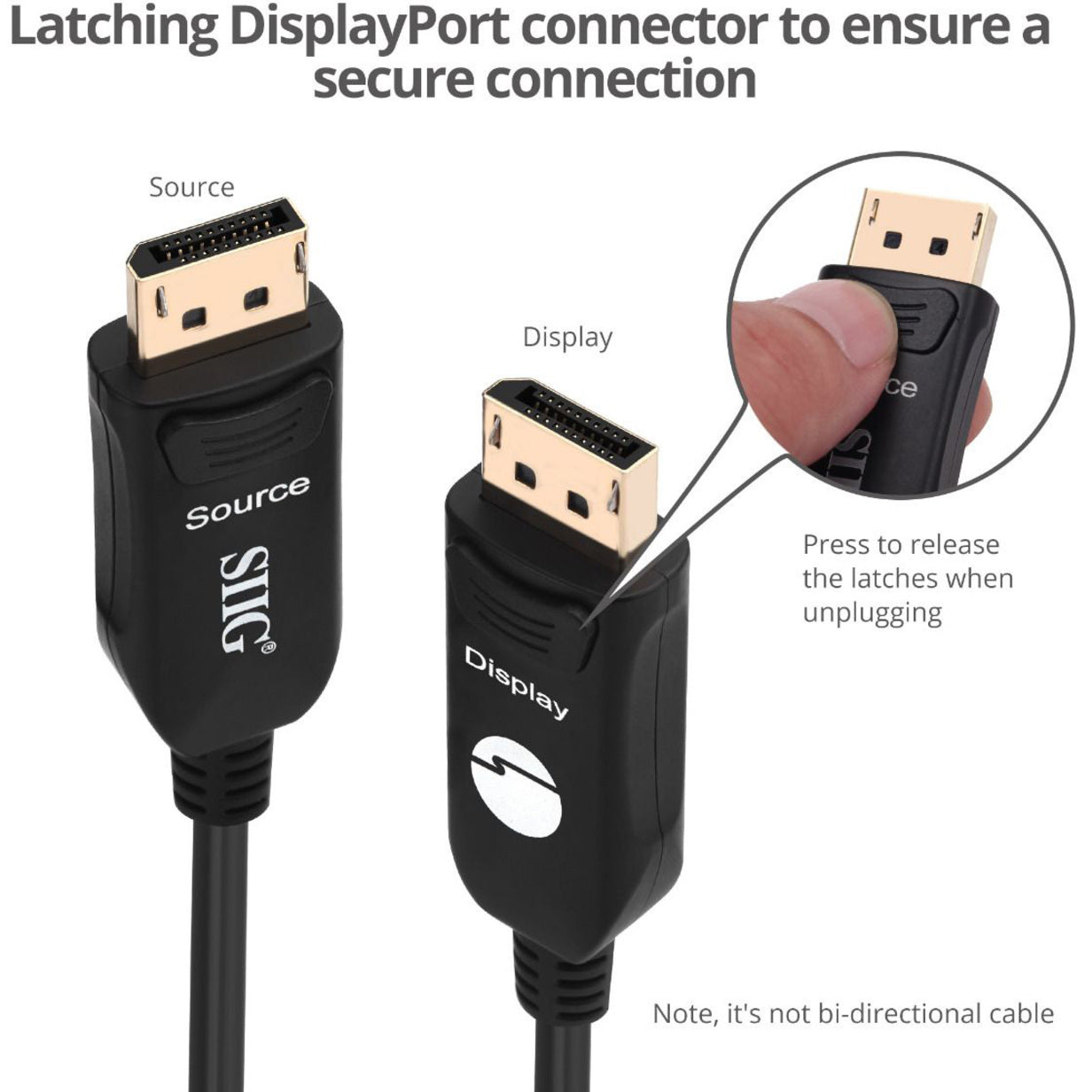 SIIG CB-DP2211-S1 4K DisplayPort 1.2 AOC Cable - 15M, Plug & Play, 21.6 Gbit/s Data Transfer Rate, Gold Plated Connectors