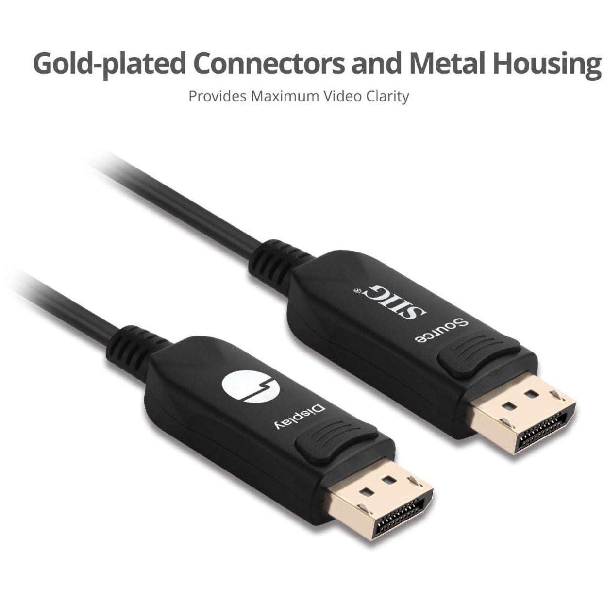 SIIG CB-DP2311-S1 4K DisplayPort 1.2 AOC Cable - 20M, Plug & Play, 65.62 ft Fiber Optic Cable