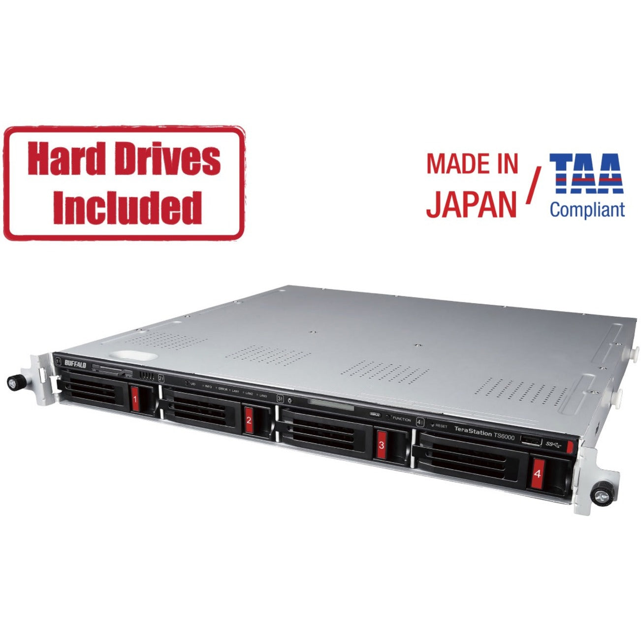 Buffalo TS6400RN3204 TeraStation 6400RN 32TB Rackmount NAS Hard Drives Included + Snapshot, 10Gb Ethernet, 8GB DDR4 SDRAM, RAID Support
