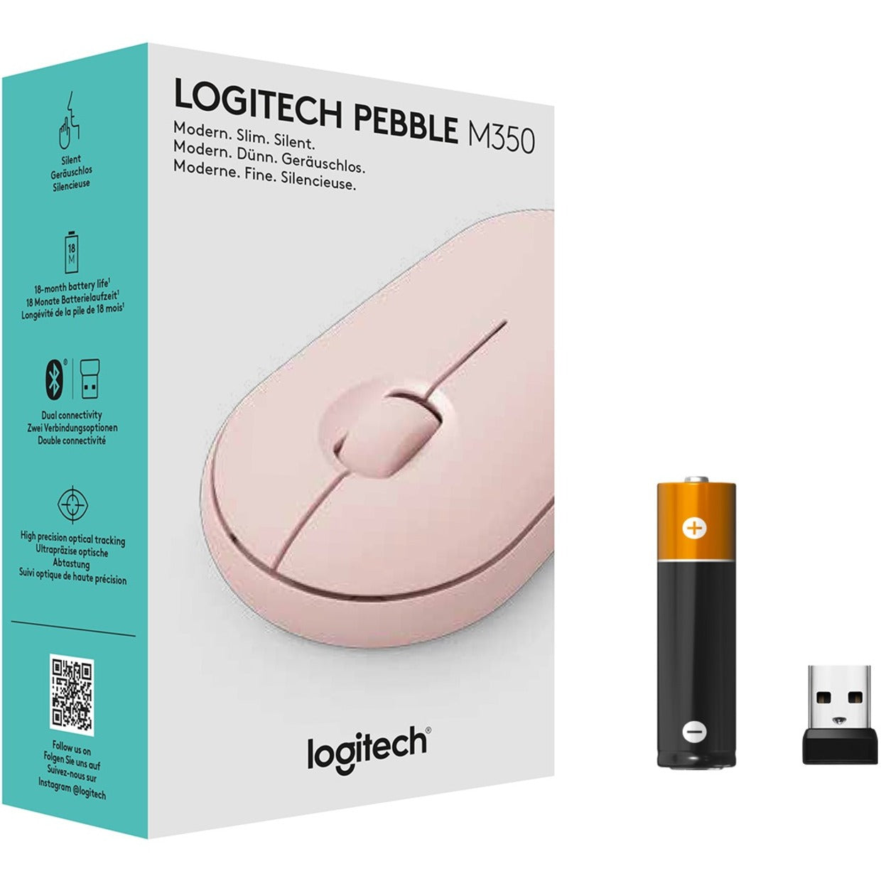 Logitech Pebble Wireless Mouse M350 - Rose [Discontinued]