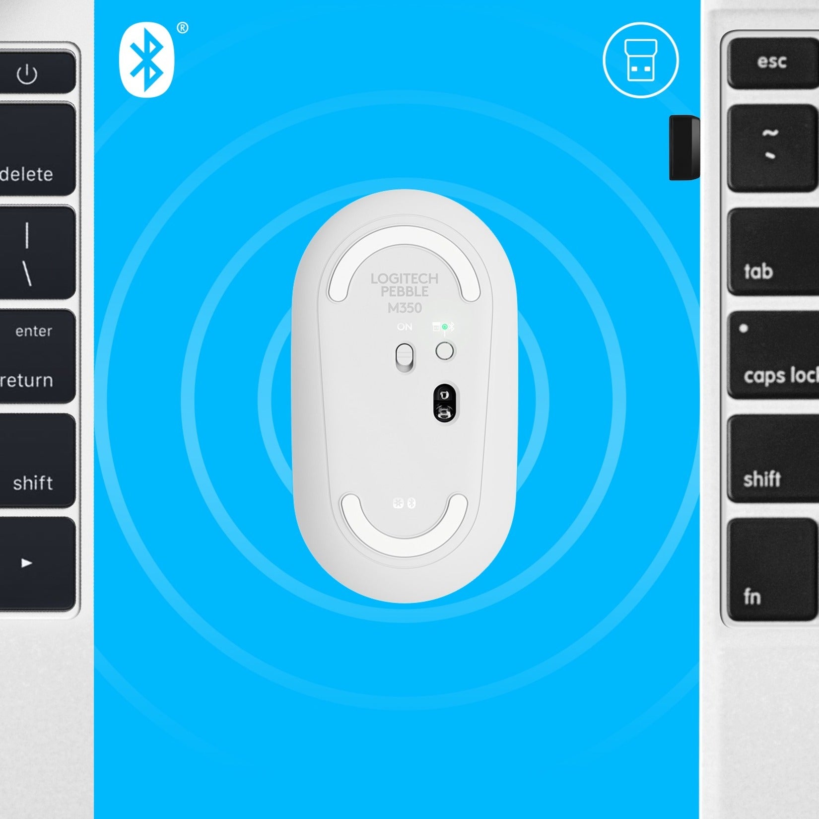 Logitech Pebble Wireless Mouse M350 - Bluetooth/Radio Frequency, Optical, Off White [Discontinued]