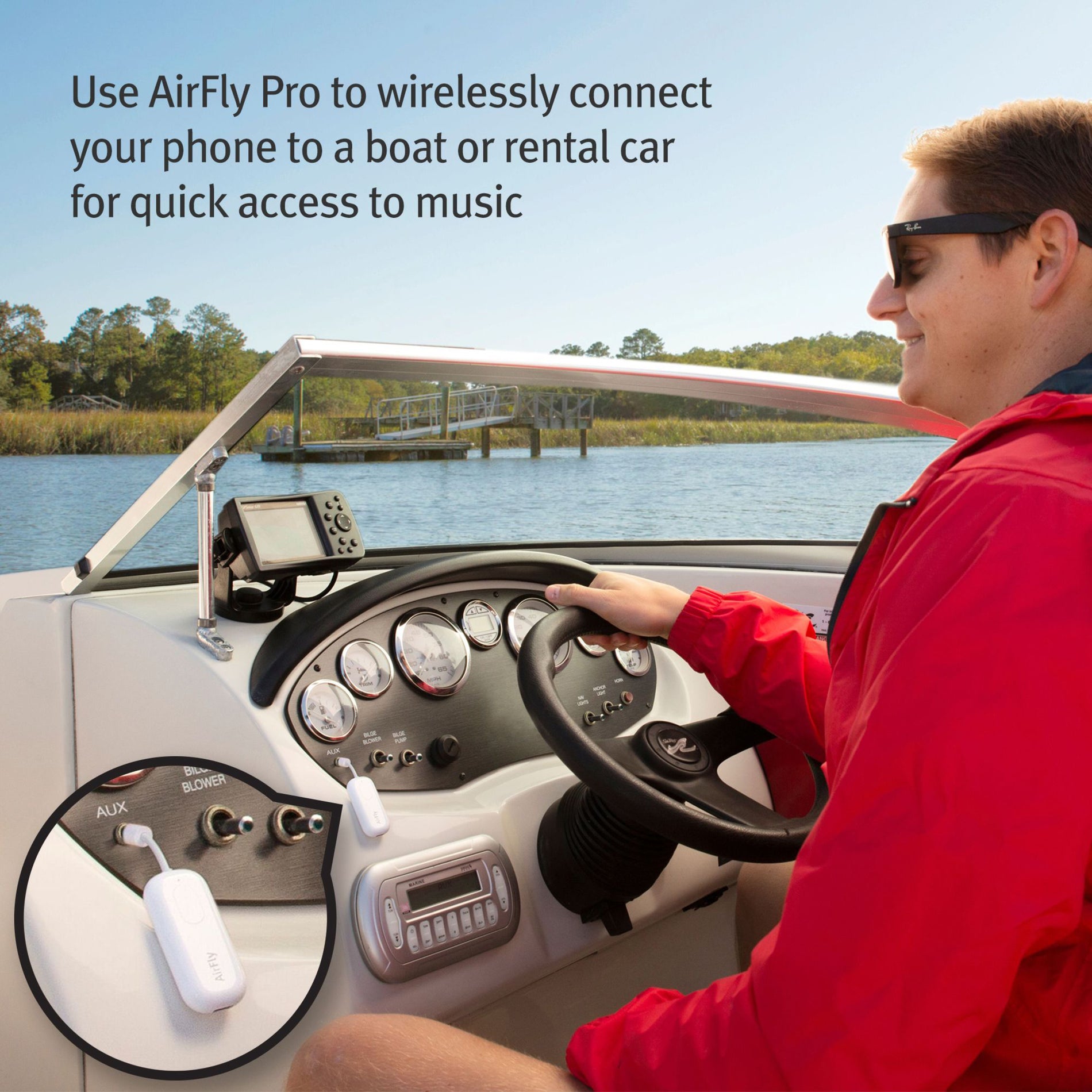 Twelve South AirFly Pro Bluetooth Wireless Audio Transmitter/ Receiver for  up to 2 AirPods /Wireless Headphones; Use with any 3.5 mm Jack on