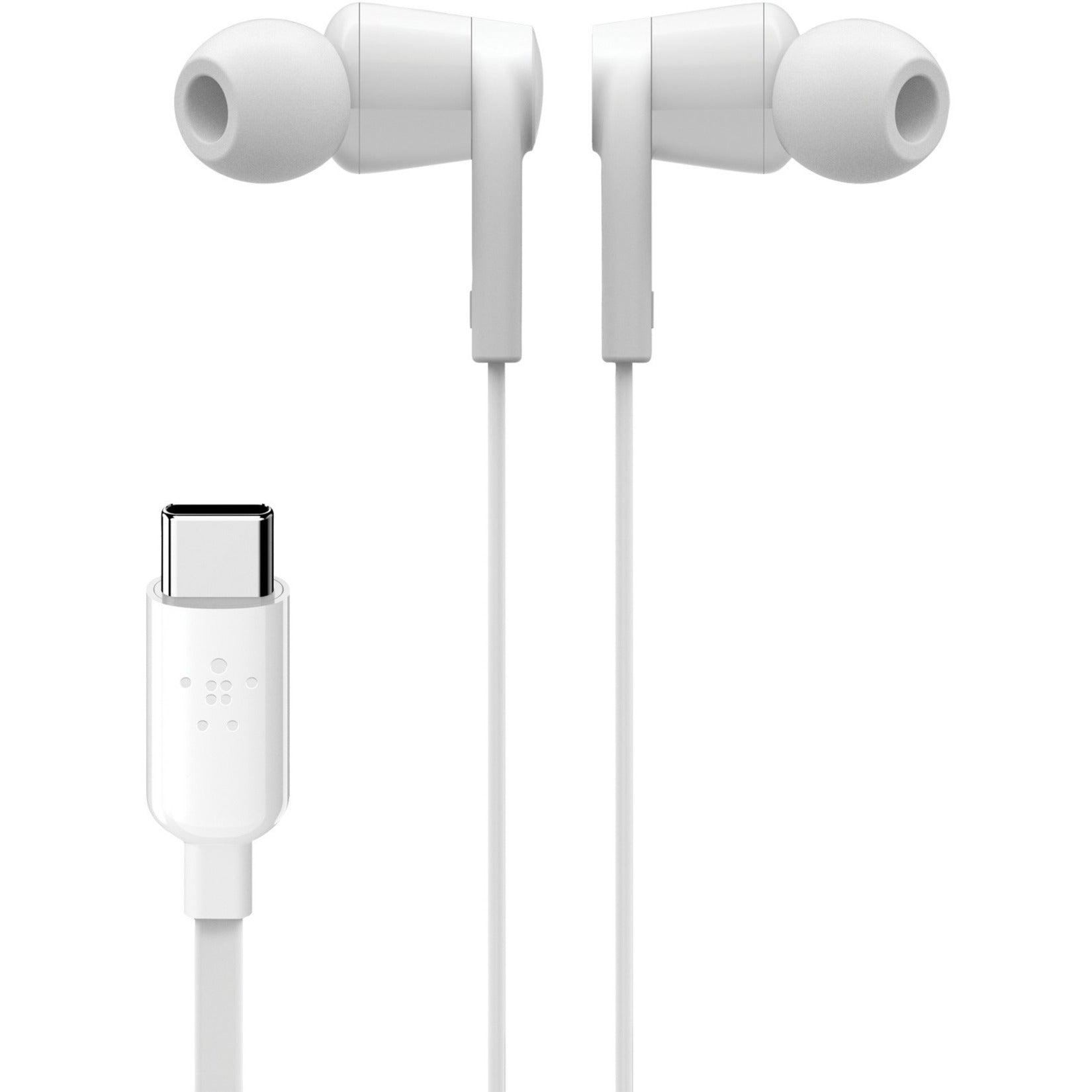 Belkin G3H0002BTWHT ROCKSTAR Headphones with USB-C Connector, In-Ear Earset, White