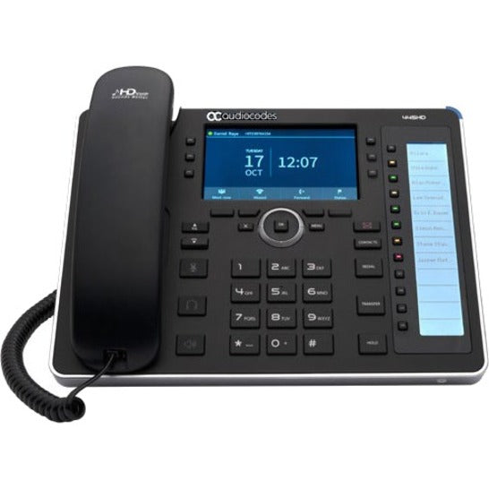 AudioCodes IP445HDEG 445HD IP Phone, Corded, Black - USB, Network (RJ-45), PoE (RJ-45) Port, Color Display, Caller ID, Speakerphone
