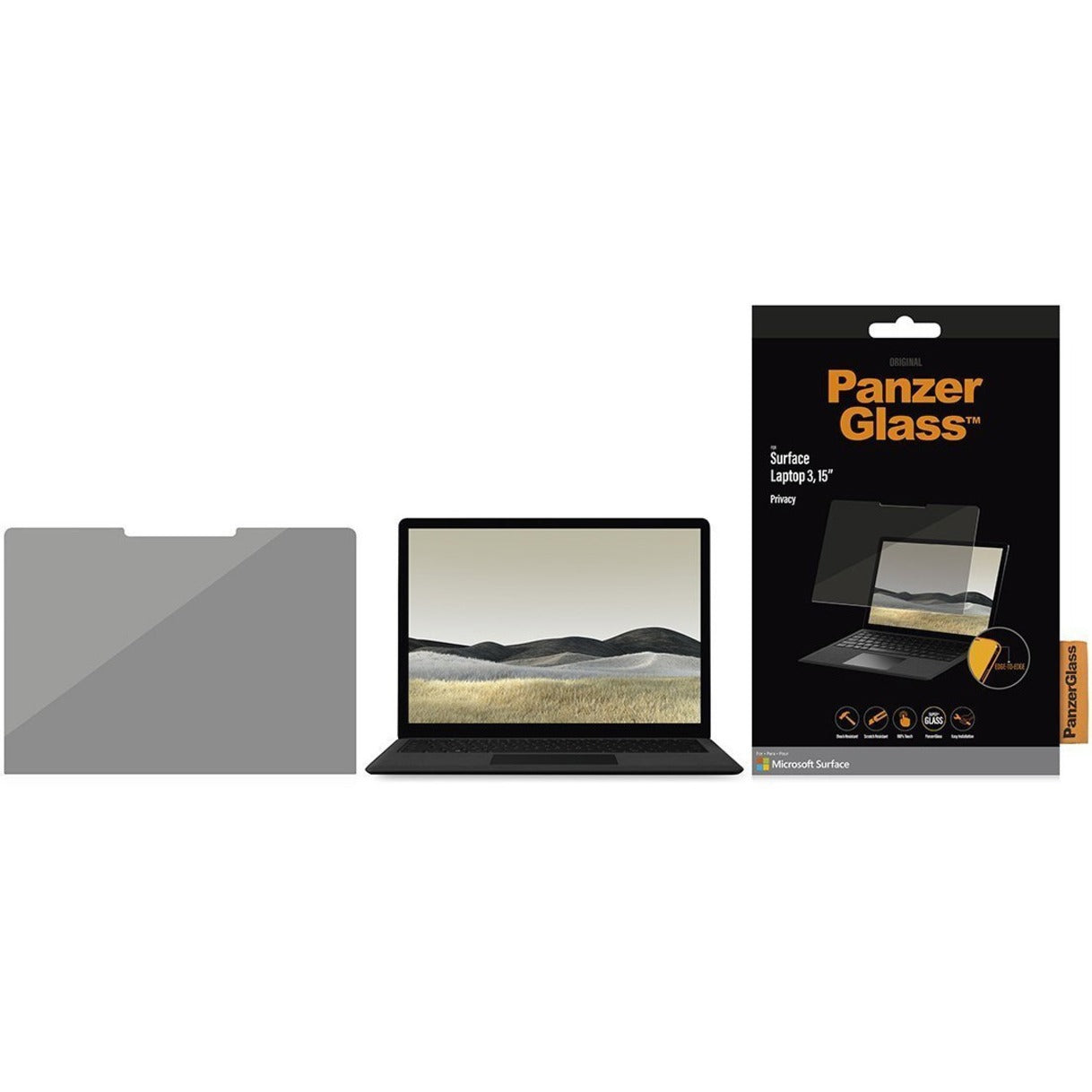 PanzerGlass P6256 Original Privacy Screen Filter, Anti-Glare, 15" Display Size Supported