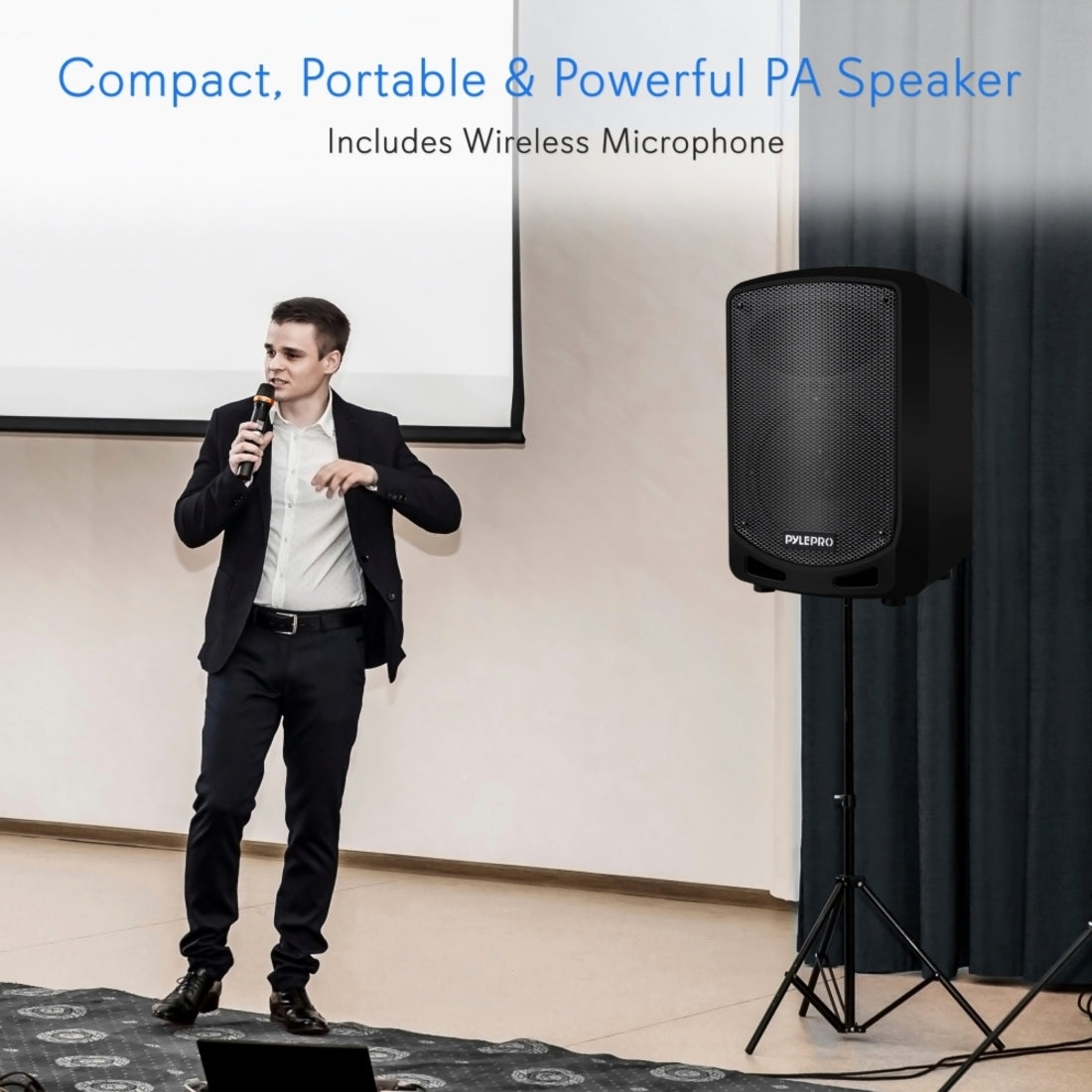 Pyle PSBT65A Portable Bluetooth Speaker System, Wireless Audio Stream, Karaoke, LCD Display