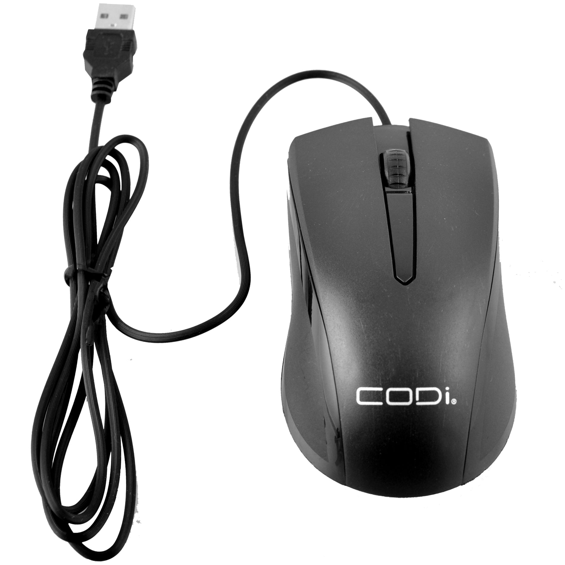 CODi A05017 Wired USB Optical Mouse, Ergonomic Fit, 1200 dpi, Scroll Wheel