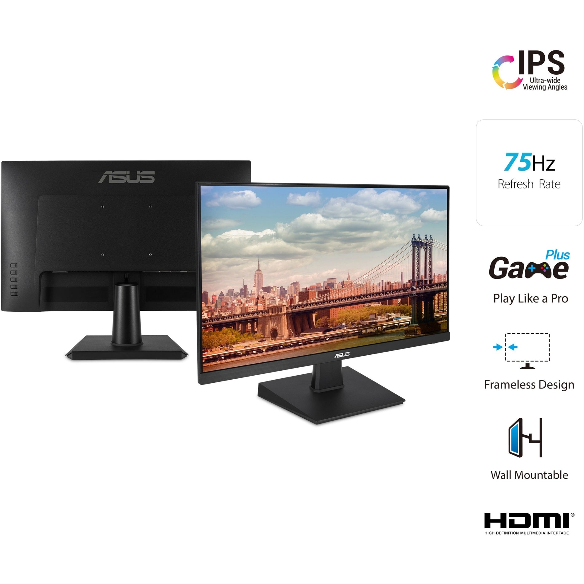 Asus VA24EHE Gaming LCD Monitor - Full HD, 23.8", Adaptive Sync, 75Hz Refresh Rate