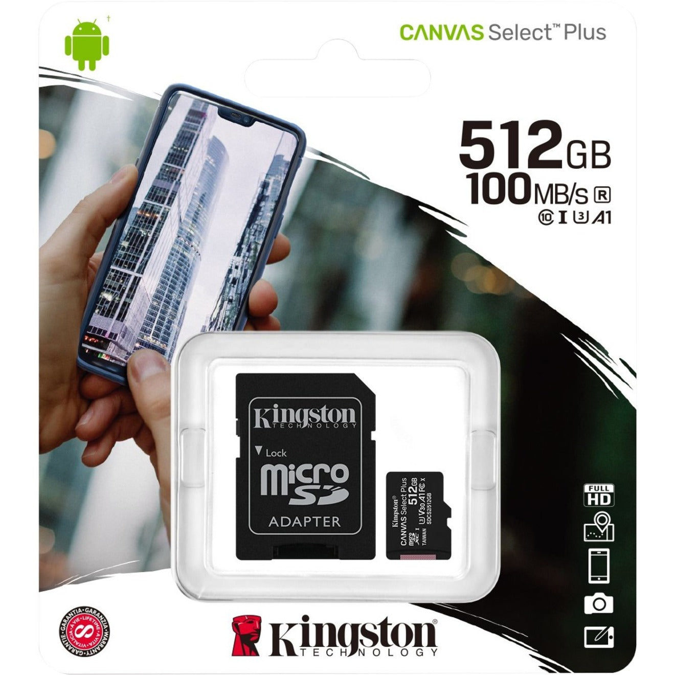 Kingston Canvas Select Plus microSD Card, 512GB, Android A1