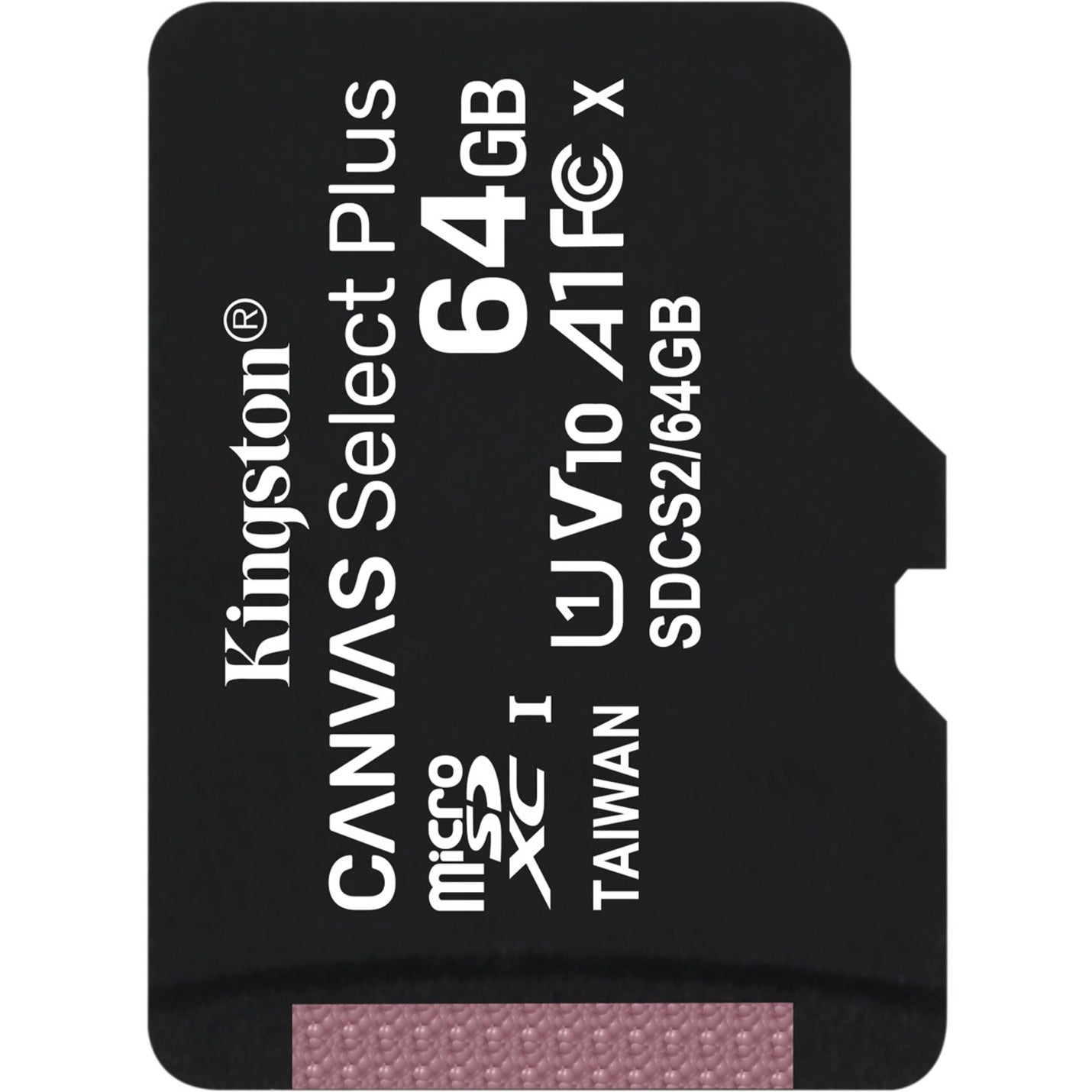 Kingston SDCS2/64GBSP Canvas Select Plus microSD-Karte mit Android A1 Leistungsklasse 64GB Speicherkapazität 100 MB/s Lesegeschwindigkeit Klasse 10/UHS-I (U1)