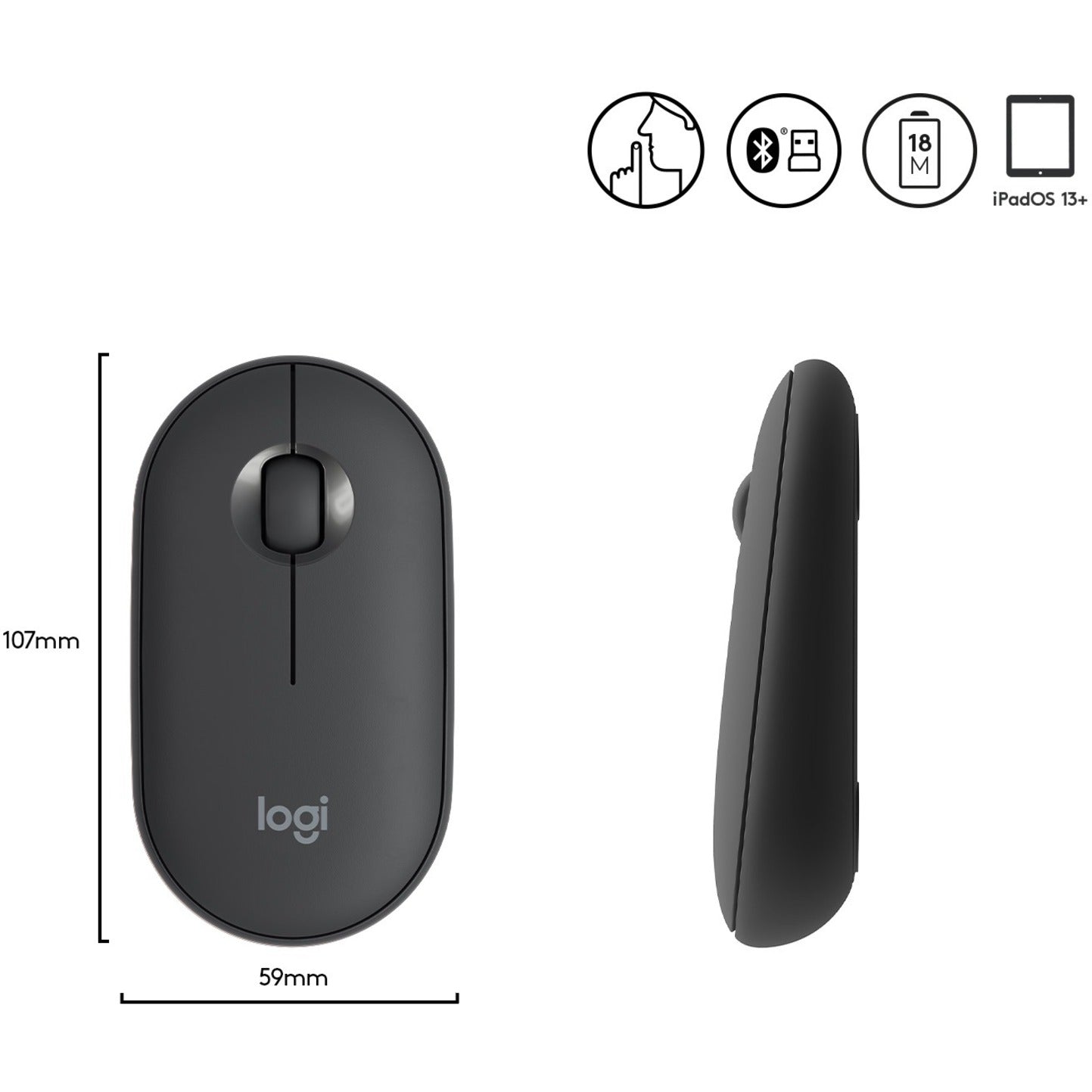 Logitech Pebble Wireless Mouse M350 - Graphite [Discontinued]