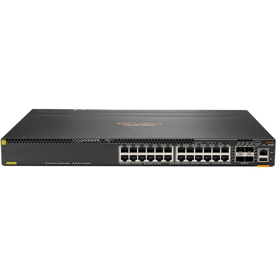 Aruba JL662A 6300M 24-port 1GbE Class 4 PoE and 4-port SFP56 Switch, Gigabit Ethernet, Rack-mountable