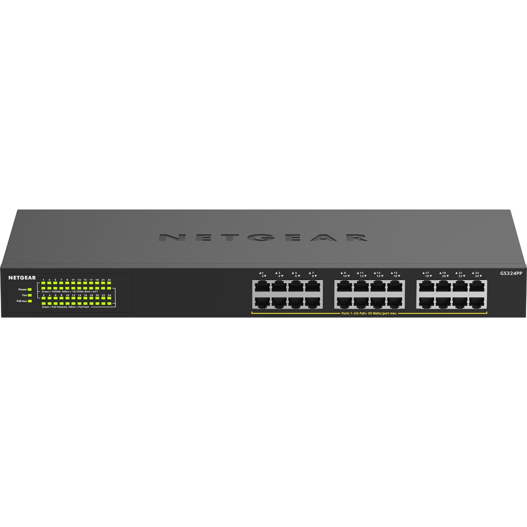 Netgear GS324PP-100NAS GS324PP Ethernet Switch, 24 Port Gigabit Ethernet Network, 3 Year Warranty, RoHS, REACH, WEEE, ErP Certified [Discontinued]