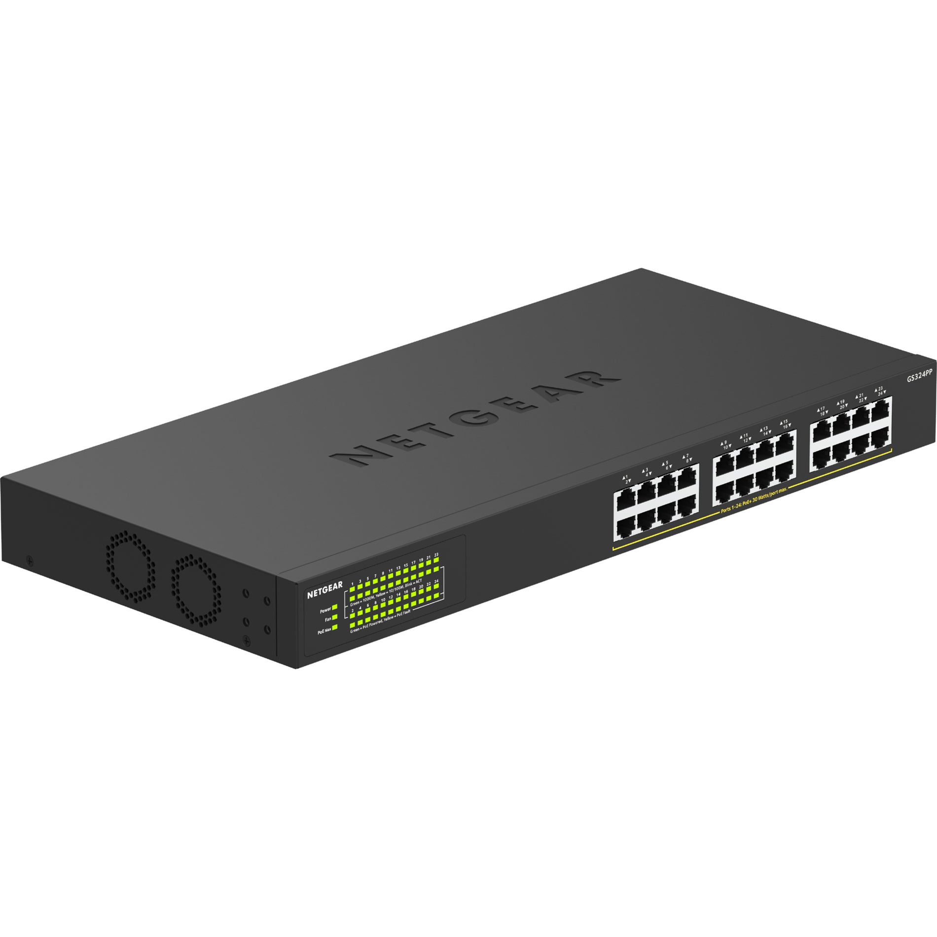 Netgear GS324PP-100NAS GS324PP Ethernet Switch, 24 Port Gigabit Ethernet Network, 3 Year Warranty, RoHS, REACH, WEEE, ErP Certified [Discontinued]