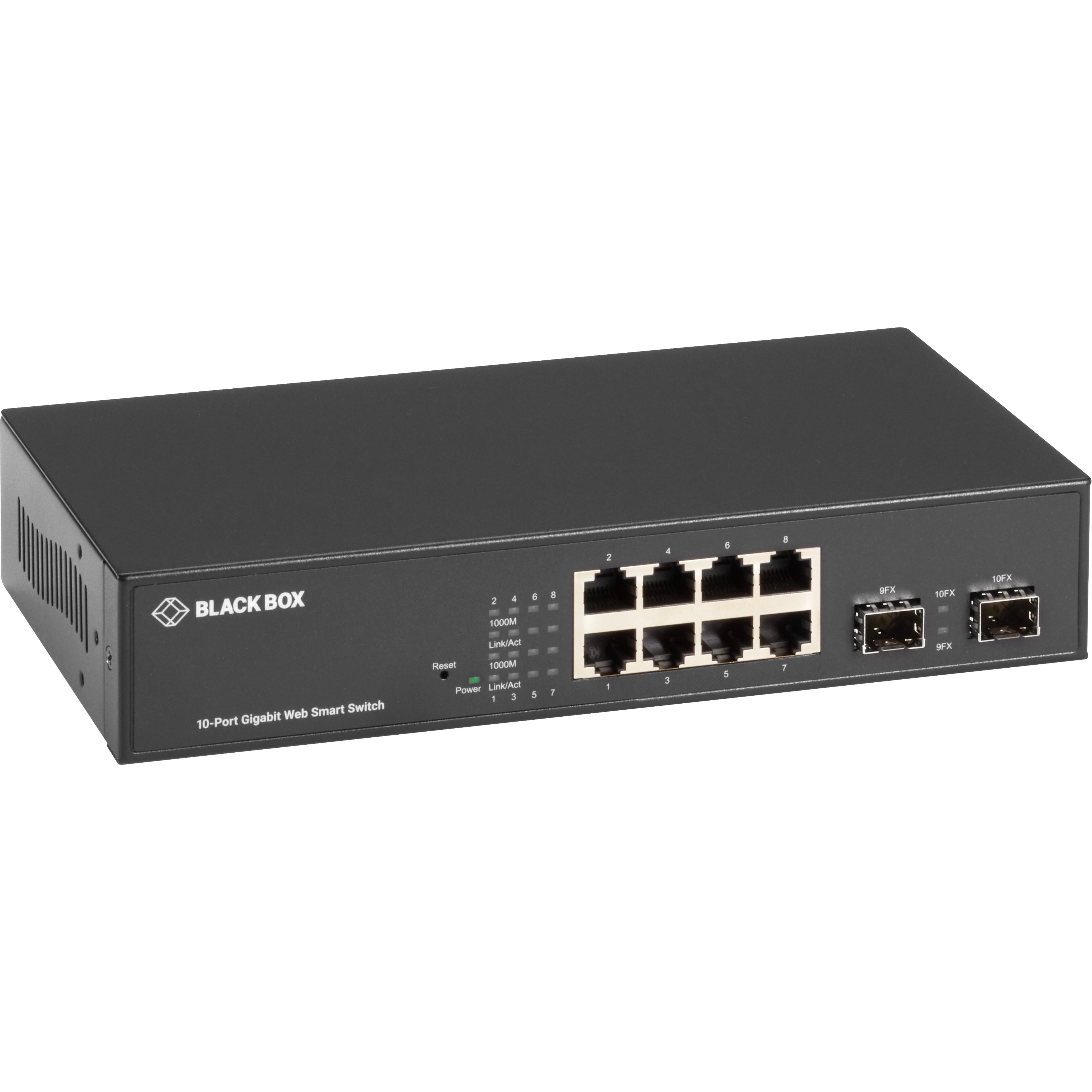 Black Box LGB710A GIGABIT WEB SMART SWITCH 10 PORT US, 8 x Gigabit Ethernet Network, 2 x Gigabit Ethernet Uplink