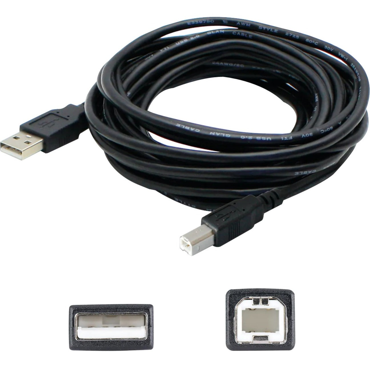 AddOn USBEXTABMNRT3-AO 3ft USB 2.0 (A) Male to Mini-USB 2.0 (B) Male Black Cable, Data Transfer Cable