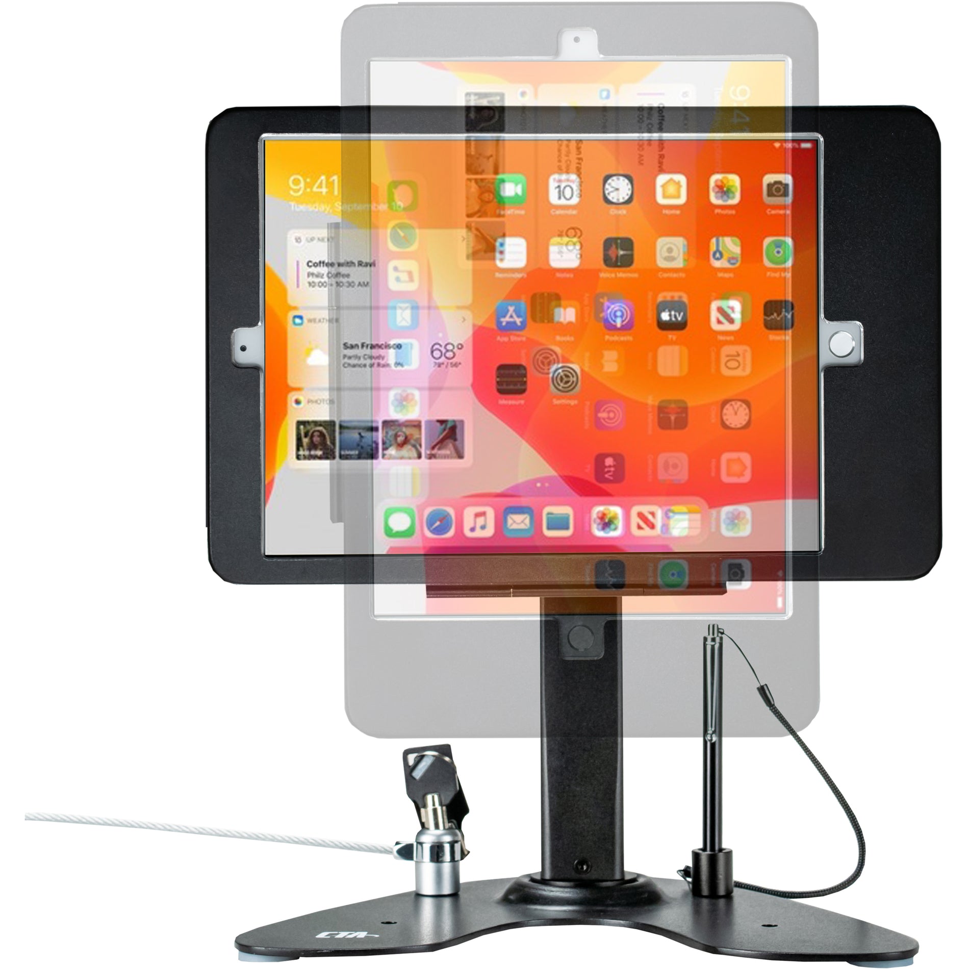 CTA Digital Desk Mount for iPad, iPad Air, iPad Pro, Card Reader (PAD-ASKB10) Alternate-Image9 image
