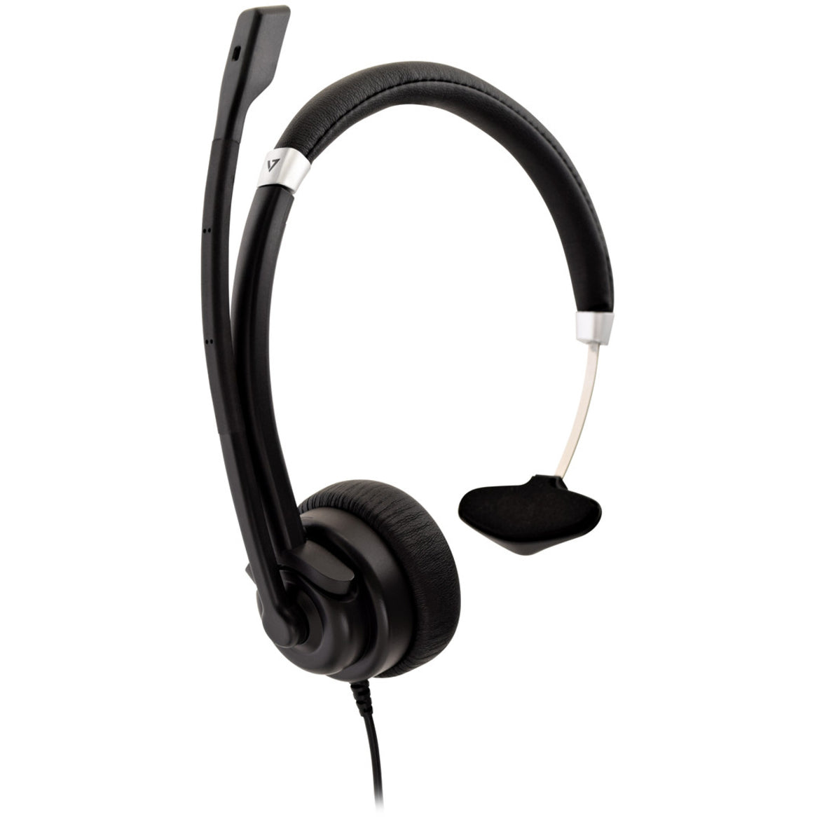 V7 HA401 Deluxe Mono Headset, Over-the-head Wired Headset with Noise Cancelling Microphone
