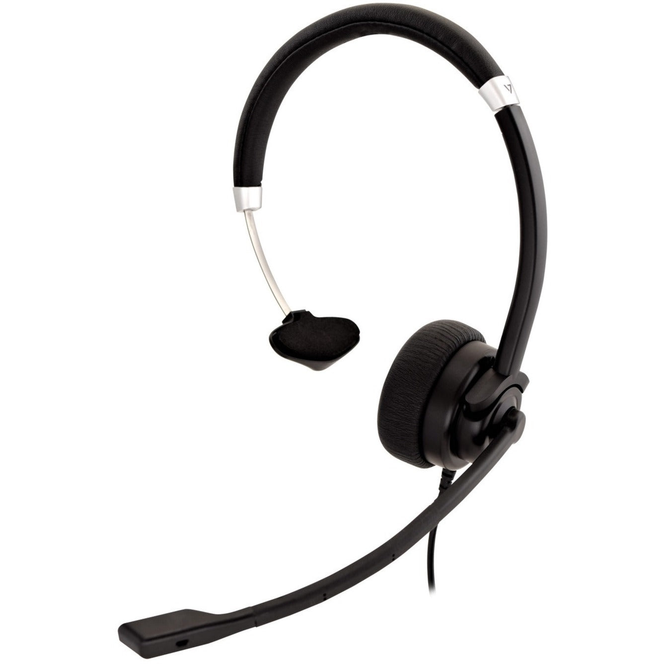 V7 HA401 Deluxe Mono Headset, Over-the-head Wired Headset with Noise Cancelling Microphone