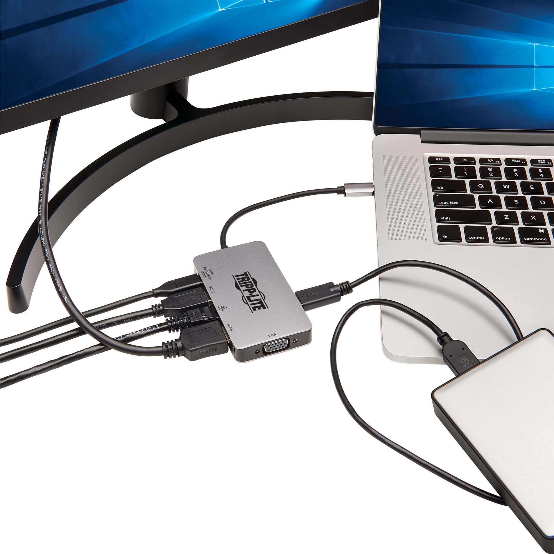 Tripp Lite U442-DOCK6-GY Docking Station, USB Type C, HDMI, Thunderbolt, 3 USB 3.0 Ports, 100W Power Supply