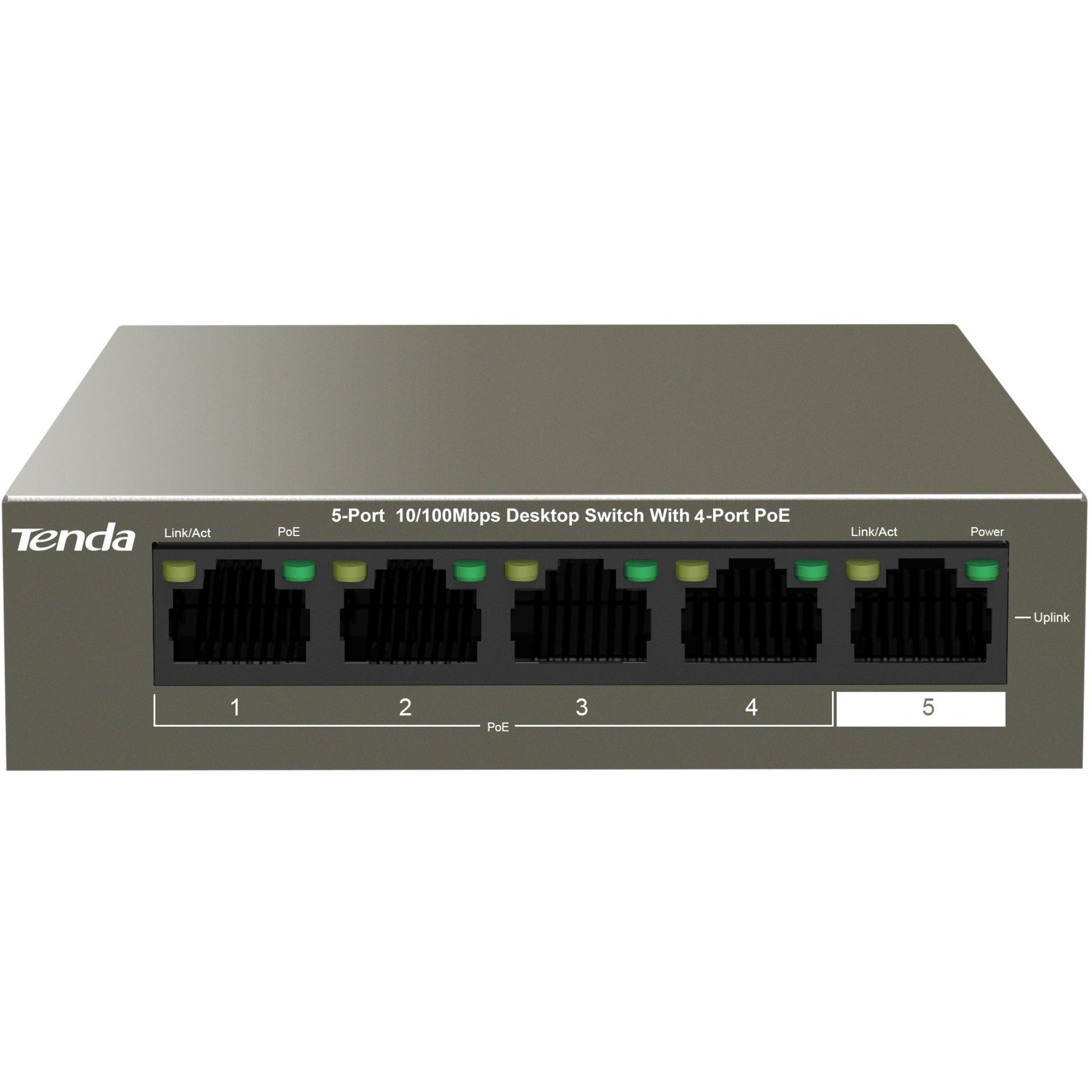 Tenda TEF1105P-4-63W 5-Port 10/100Mbps Desktop Switch With 4-Port PoE, AC Adapter Included