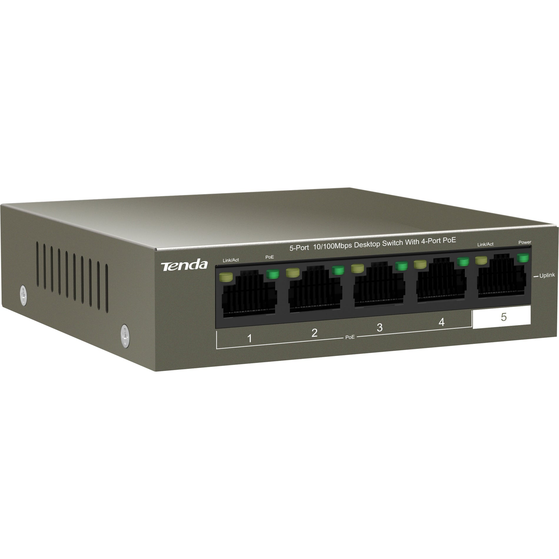 Tenda TEF1105P-4-63W 5-Port 10/100Mbps Desktop Switch With 4-Port PoE, AC Adapter Included