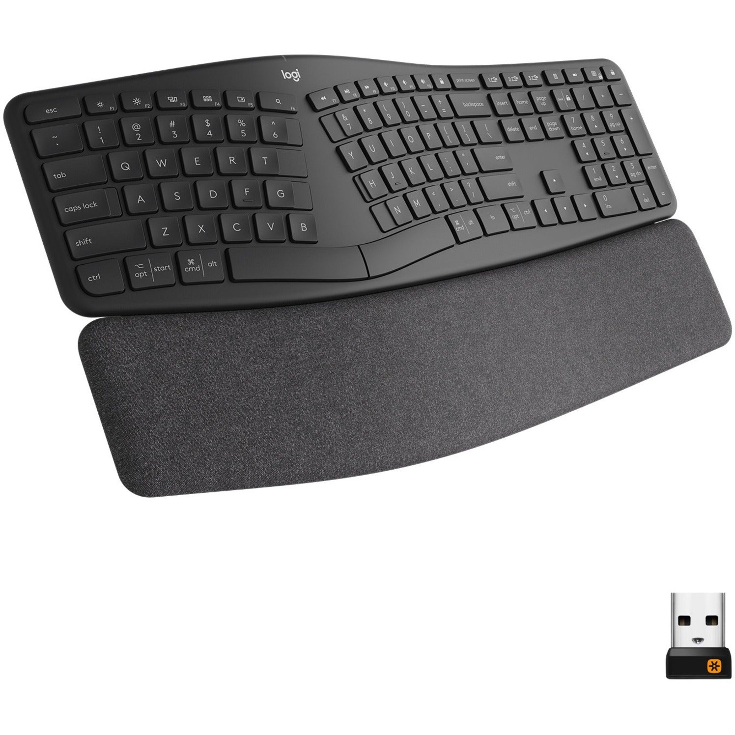 Logitech 920-009166 ERGO K860 Split Ergonomic Keyboard, Wireless Bluetooth/RF, 2.4 GHz, USB Interface