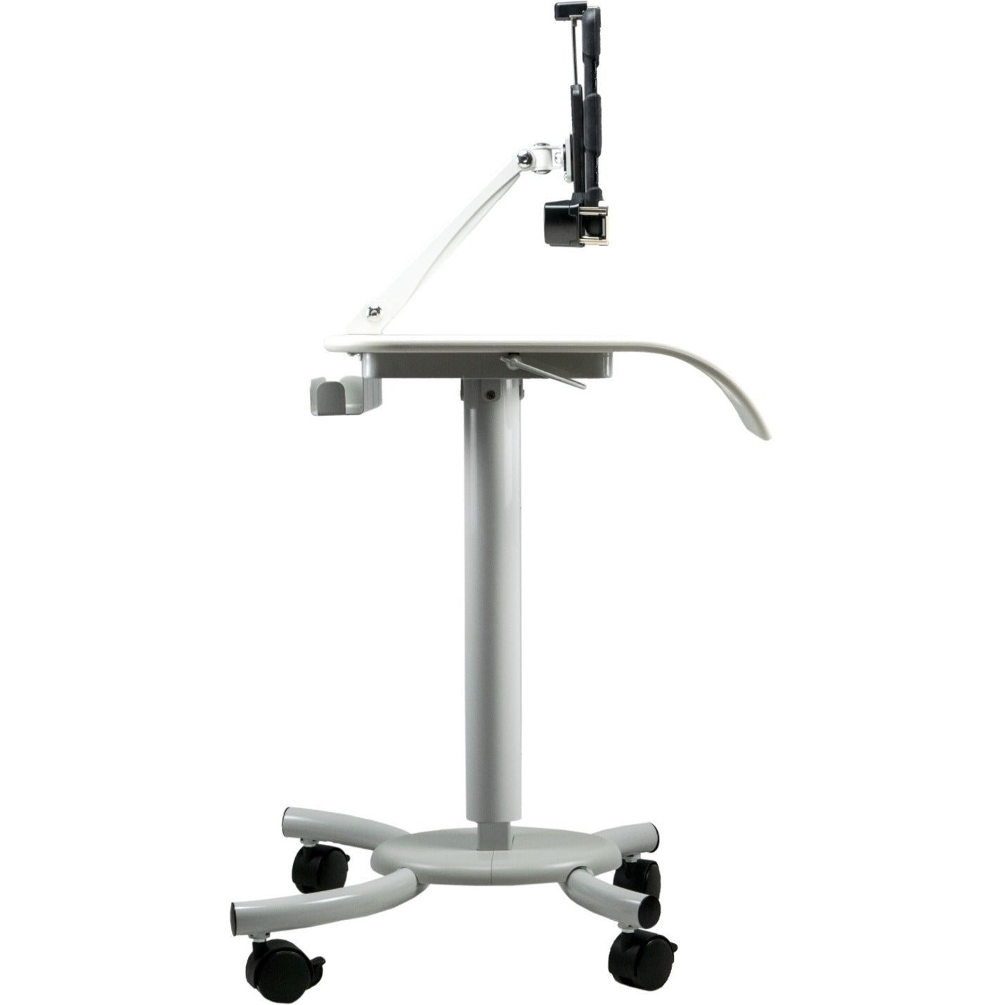 CTA Digital QPAD-HRSW Height-Adjustable Rolling Security Medical Workstation Cart for 7-14 Inch Tablet, Adjustable Handle, Power Strip, Mobility