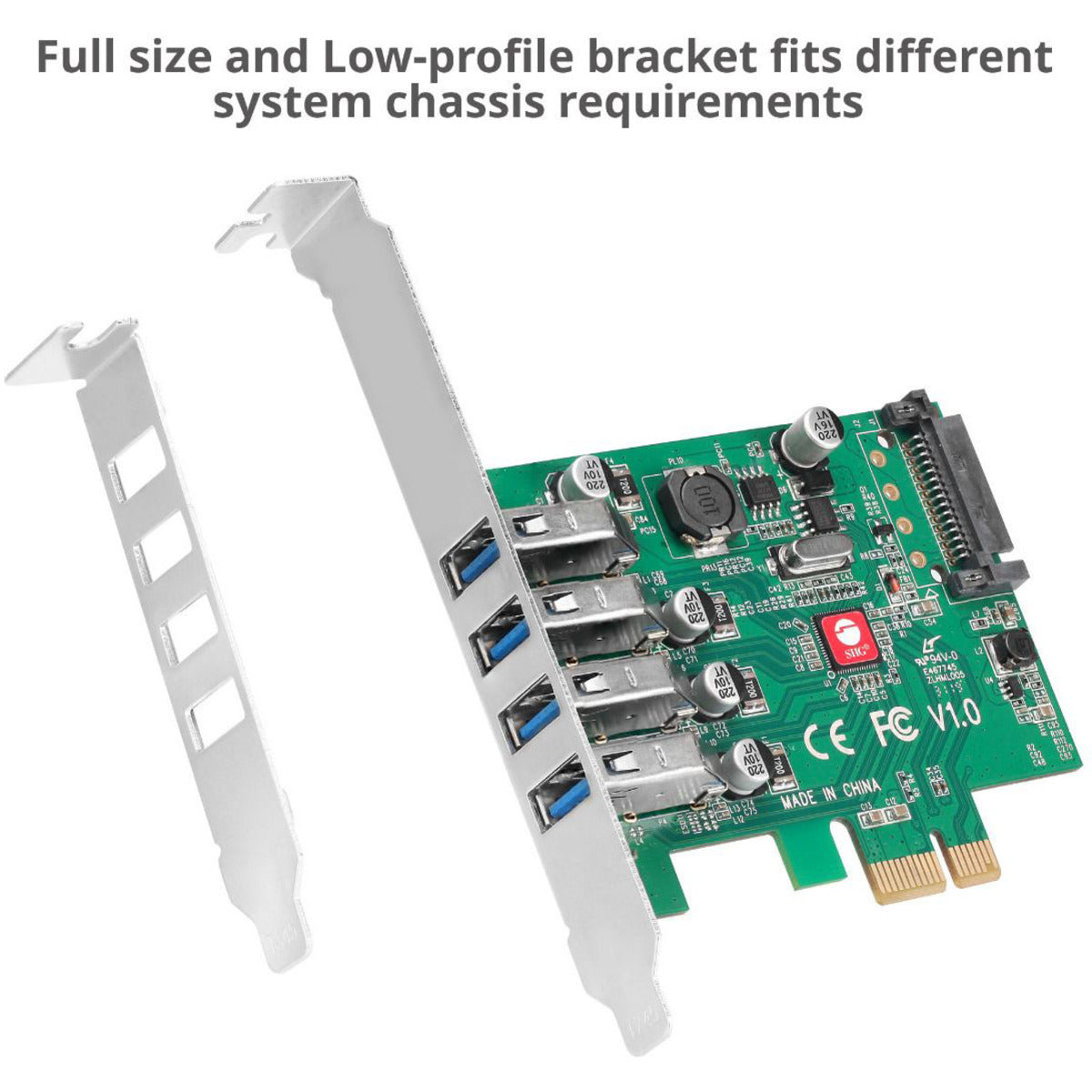 SIIG JU-P40A11-S1 DP USB 3.0 4-Port PCIe Host Card, High-Speed Data Transfer and Easy Expansion