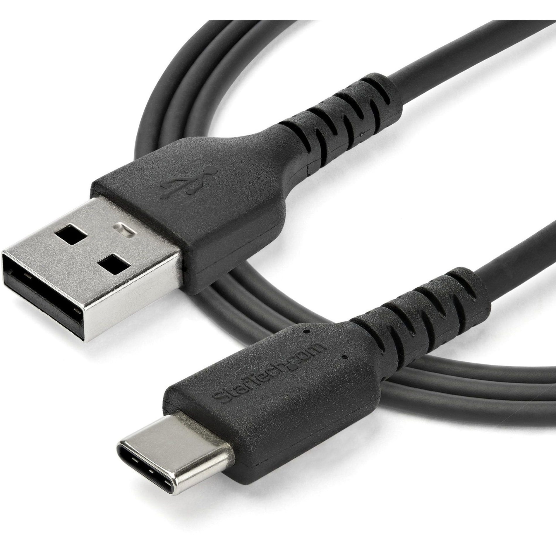 StarTech.com RUSB2AC1MB 1 m (3.3 ft.) USB 2.0 to USB C Cable, High Quality USB Cable, Black, USB Data Transfer Cable