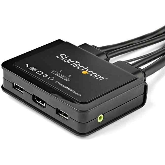 StarTech.com SV211HDUA4K 2-Port HDMI KVM Switch with Built-In Cables, USB 4K 60Hz