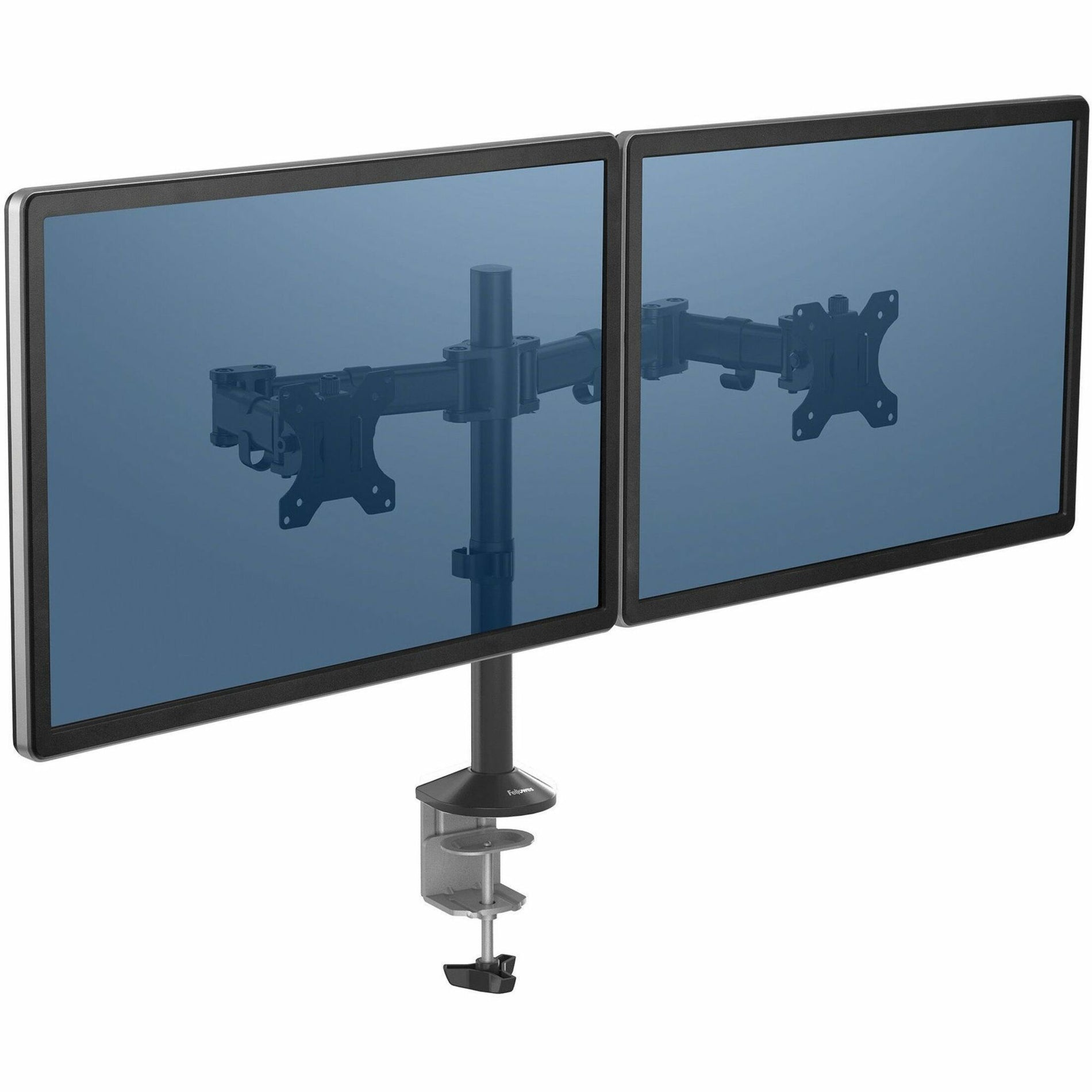 Fellowes 8502601 Reflex Dual Monitor Arm, Desk Mount, Supports 2 Monitors, 48 lb Maximum Load Capacity