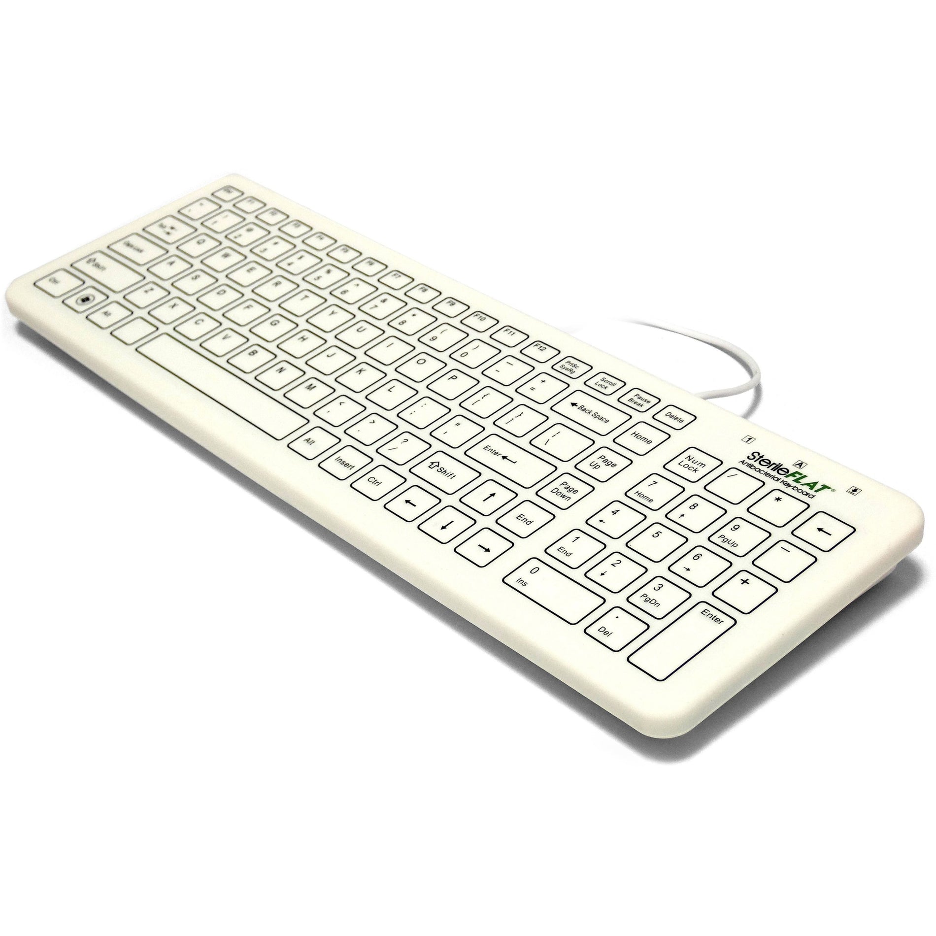 SterileFLAT SF09-02-V4 SterileFLAT Antibacterial Medical Washable Keyboard (White), USB