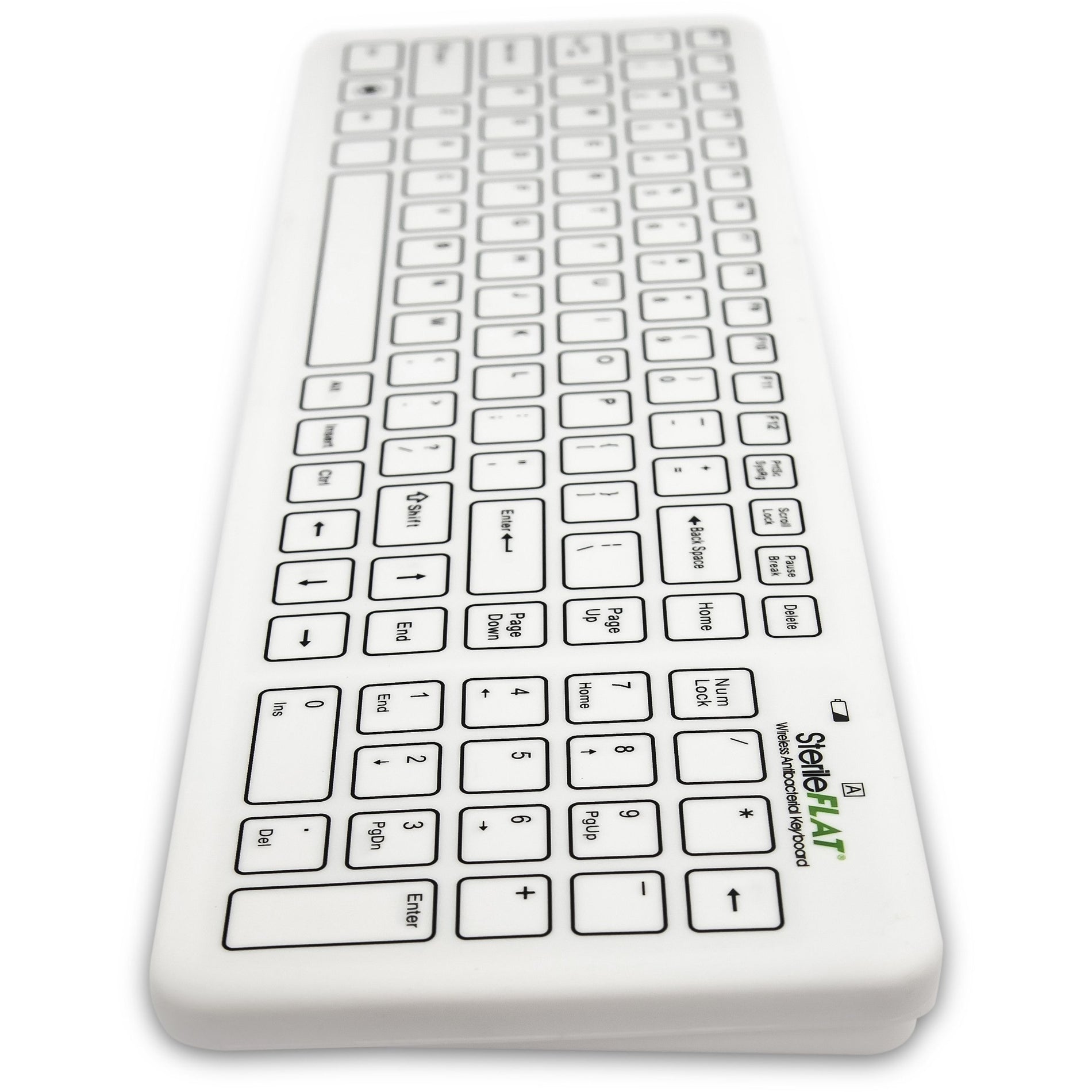 SterileFLAT SF09-02W-V4 Antibacterial Wireless Washable Keyboard, 2.4 GHz RF, 104 Keys