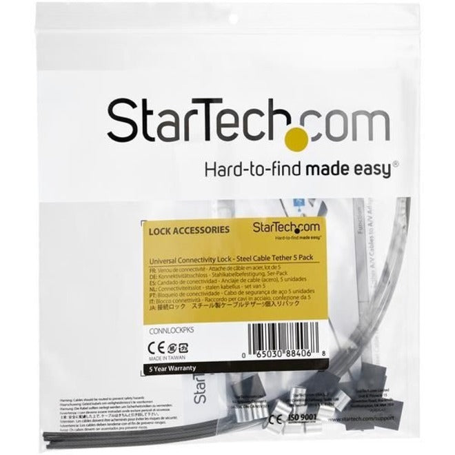 StarTech.com CONNLOCKPK5 Steel Cable Tethers, Adjustable 5Pack SV Retail
