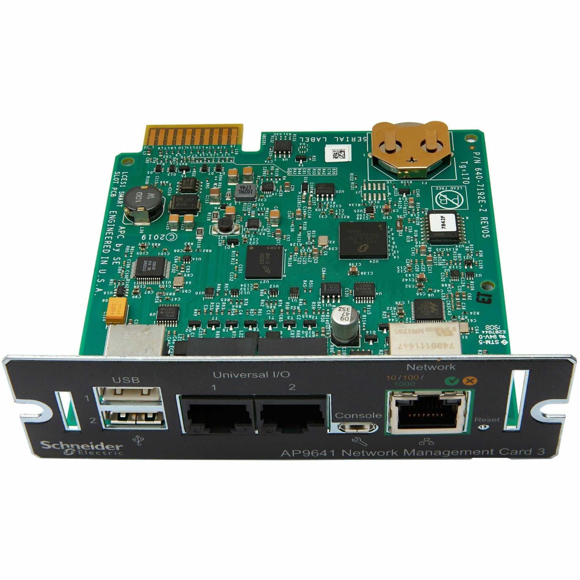 APC AP9641 UPS Management Adapter - USB, 2 Year Limited Warranty, Gigabit Ethernet, IPv6, HTTP, HTTPS, IPv4, NTP, SSHv1, TCP/IP, SSL, SSHv2, SNMPv3, SNMP v2c, SNMP v1, SMTP, Telnet