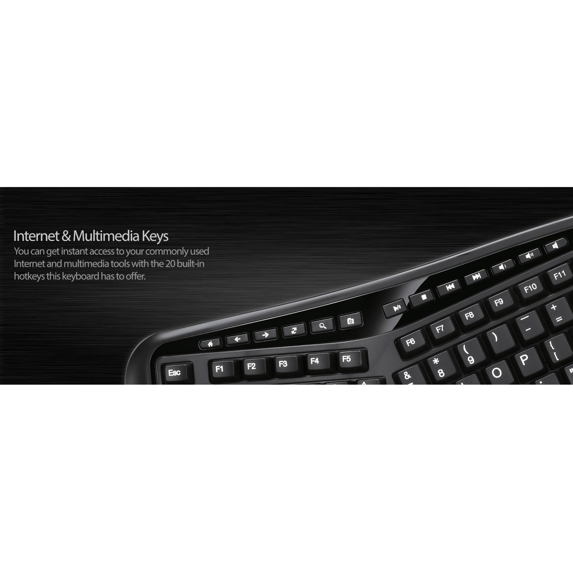 Adesso AKB-150UB-TAA Desktop Ergonomic Keyboard, Split Layout, USB Cable, 105 Keys, Black