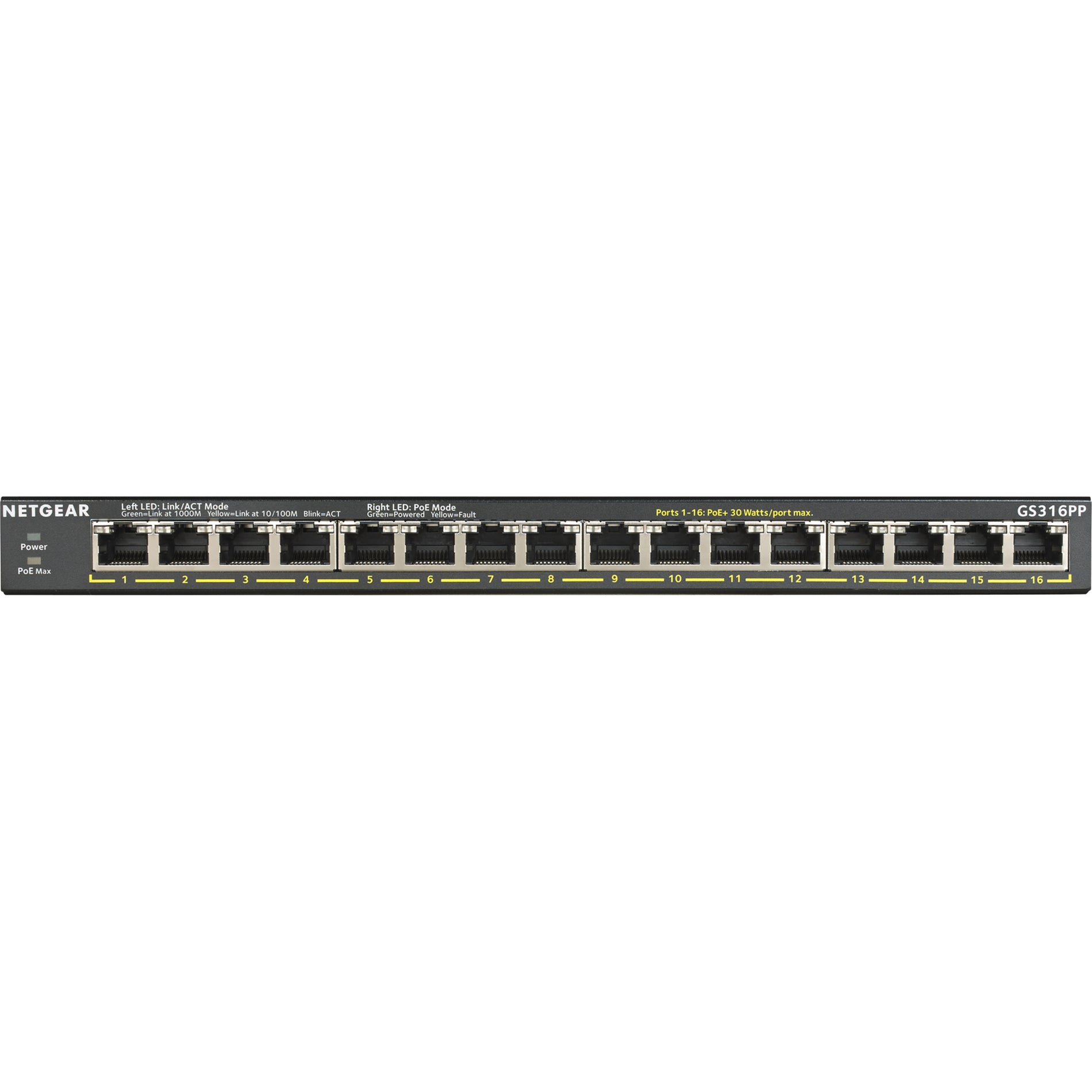 Netgear GS316PP-100NAS GS316PP Ethernet Switch, 16 Port Gigabit Ethernet PoE+, 3 Year Lifetime Warranty
