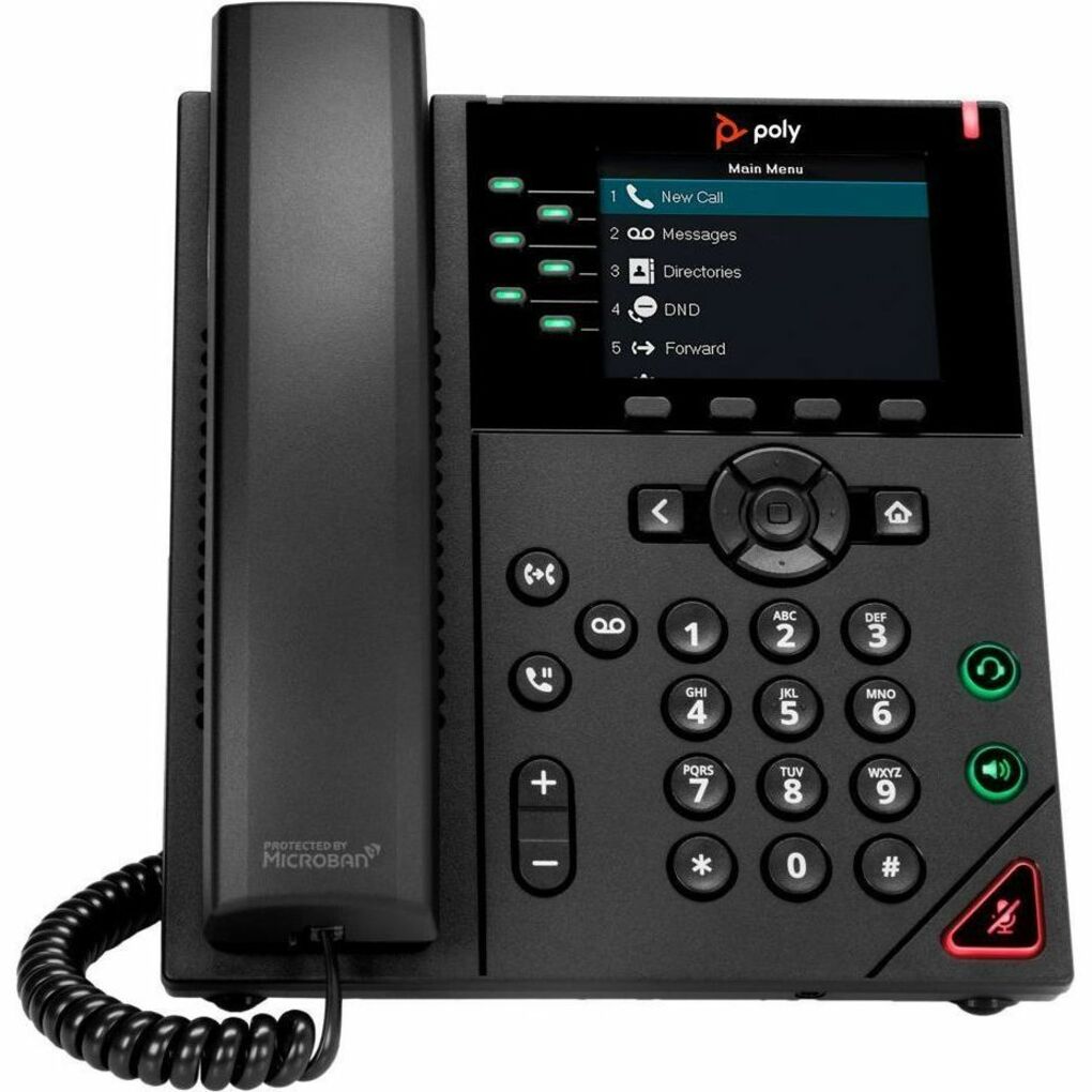 Poly 2200-48830-001 VVX 350 Business IP Phone, Energy Star, TAA Compliant, USB, RJ-45, 2 Network Ports, Caller ID, Speakerphone, VoIP, Corded