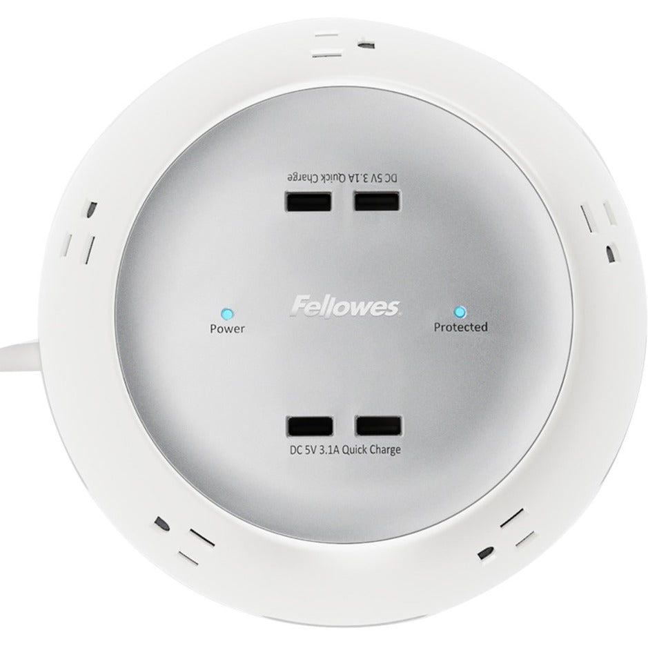 Fellowes 9806401 Collaborative Power Pod, 5 x AC Power, 4 x USB, White