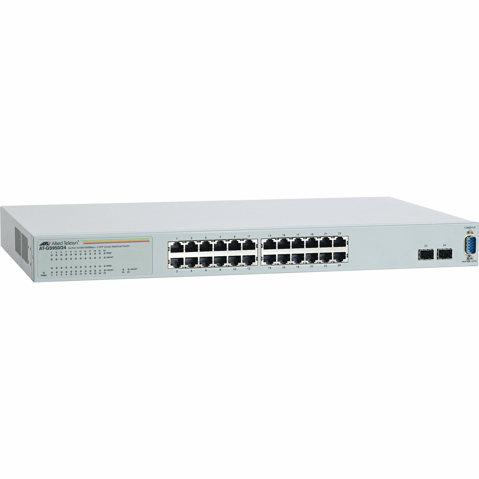 Allied Telesis AT-GS950/24-10 24 Port Gigabit WebSmart Switch, Non-Blocking Architecture, Link Aggregation, Fanless Design