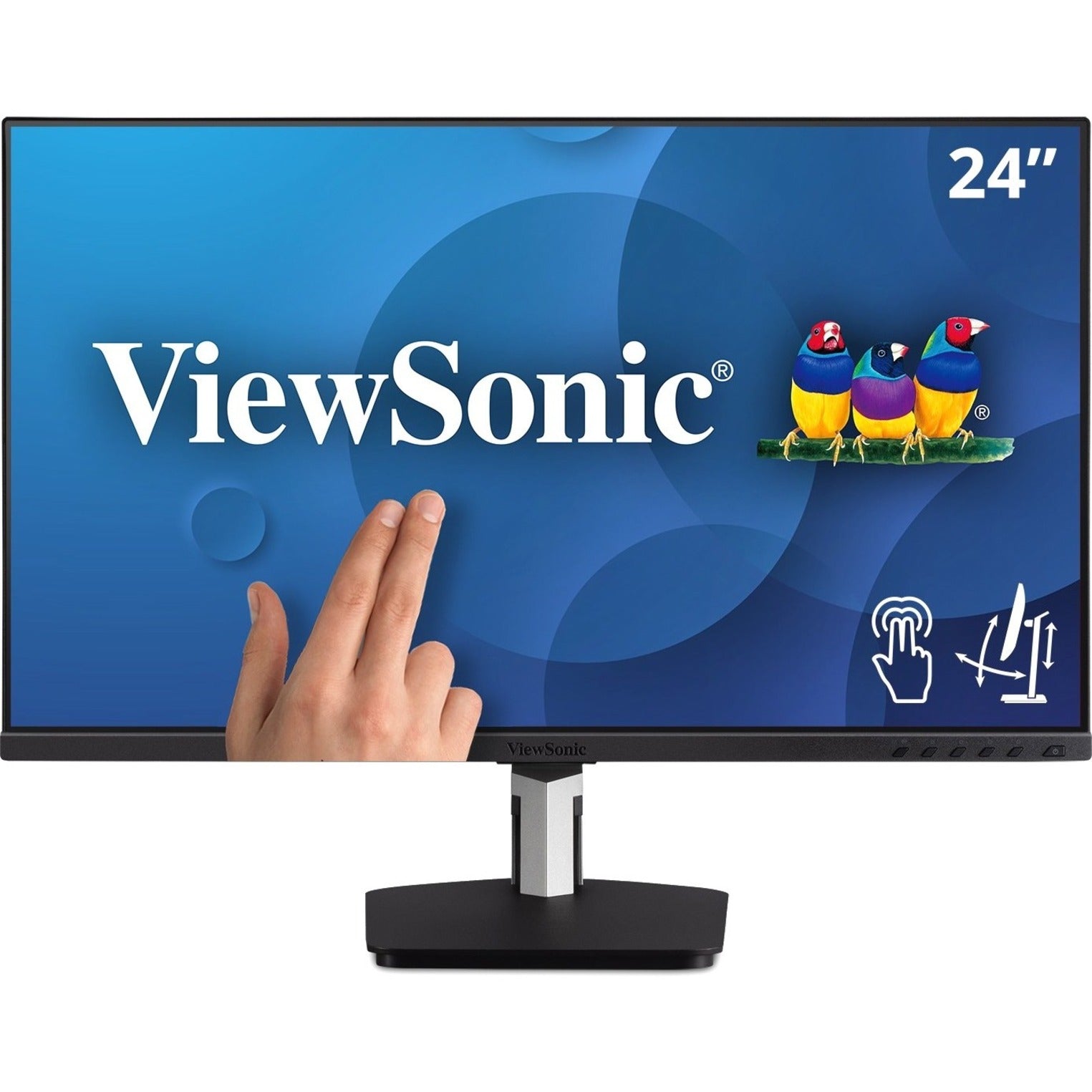 ViewSonic TD2455 24" Touch Display, Advanced Ergonomic Stand, 1920x1080 Resolution, 10-point Touch