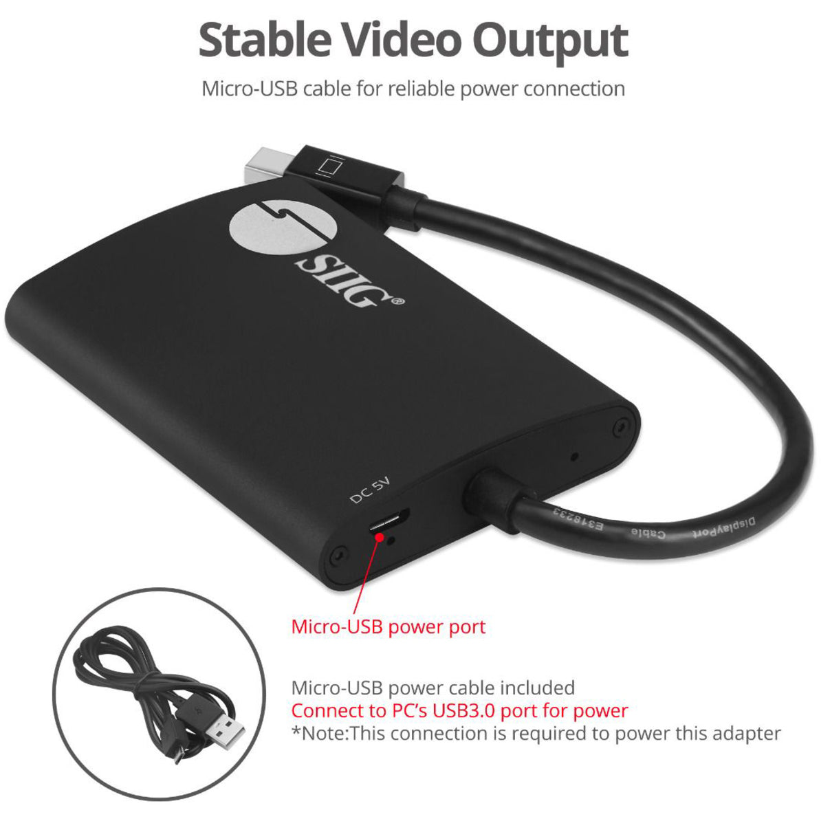 SIIG CE-DP0L11-S1 1x2 mDP 1.2 to HDMI MST Splitter, Connect 2 HDMI Monitors from a Single Mini DP 1.2 Port
