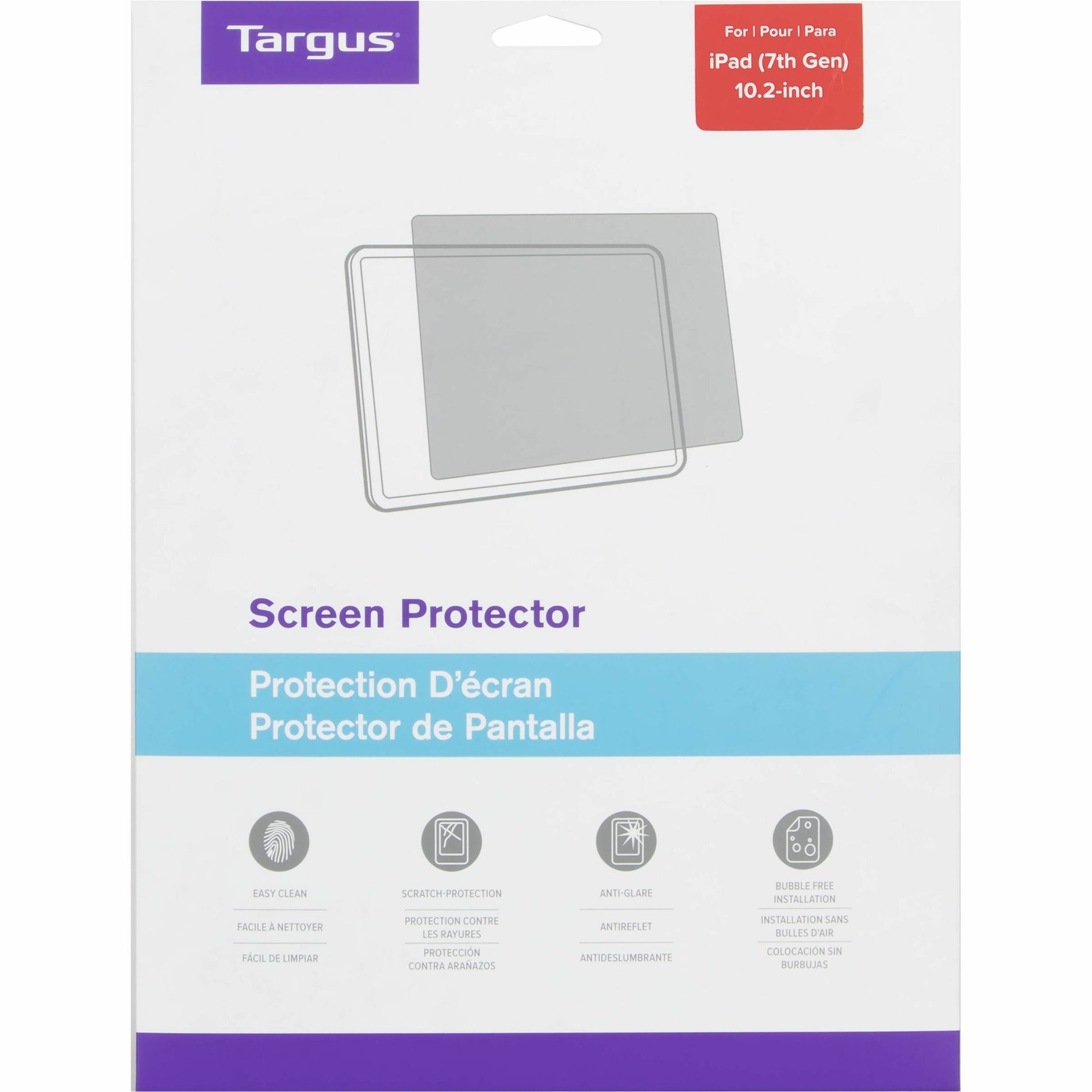 Targus AWV102GL Scratch-Resistant Screen Protector for iPad (7th gen.) 10.2-inch, Optical Clarity, Bubble-free, Anti-glare