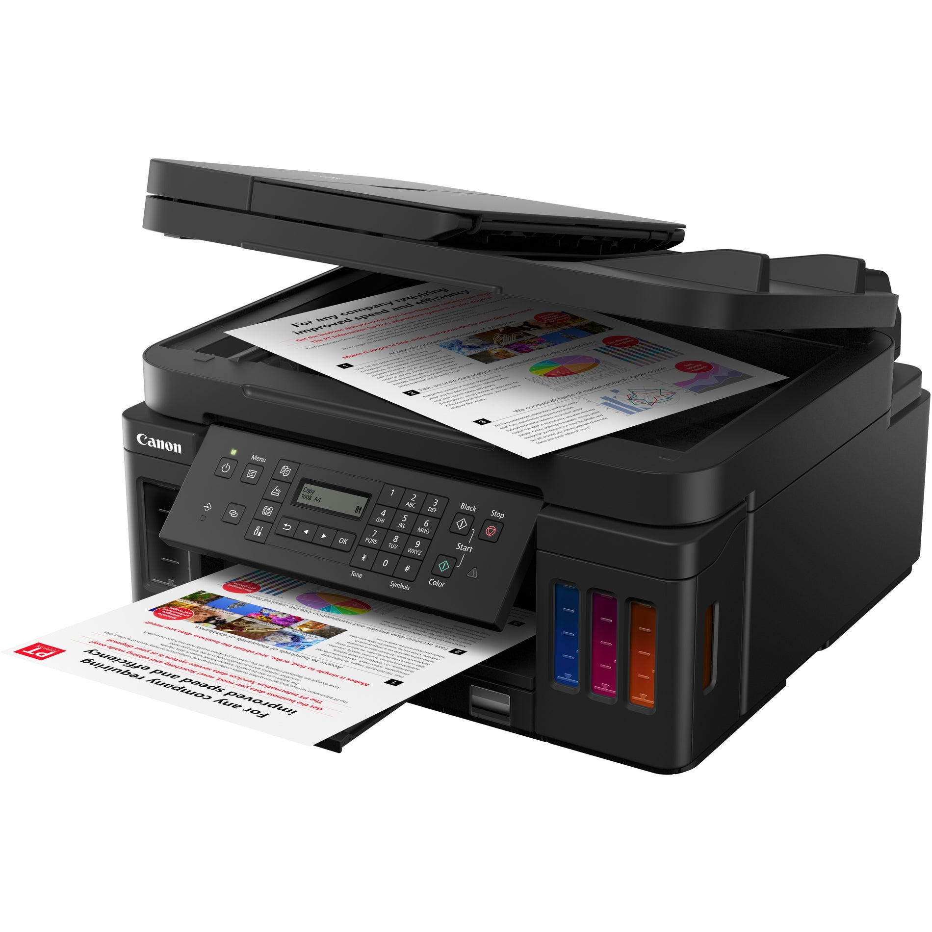 Canon 3114C002 PIXMA G7020 Wireless MegaTank All-In-One Printer, Color-Copier/Fax/Scanner, Automatic Duplex Print, 5000 Pages, 350 sheets Input, 1200 dpi Optical Scan, Color Fax, Wireless LAN, Apple AirPrint, Mopria, Canon PRINT Business, PictBridge