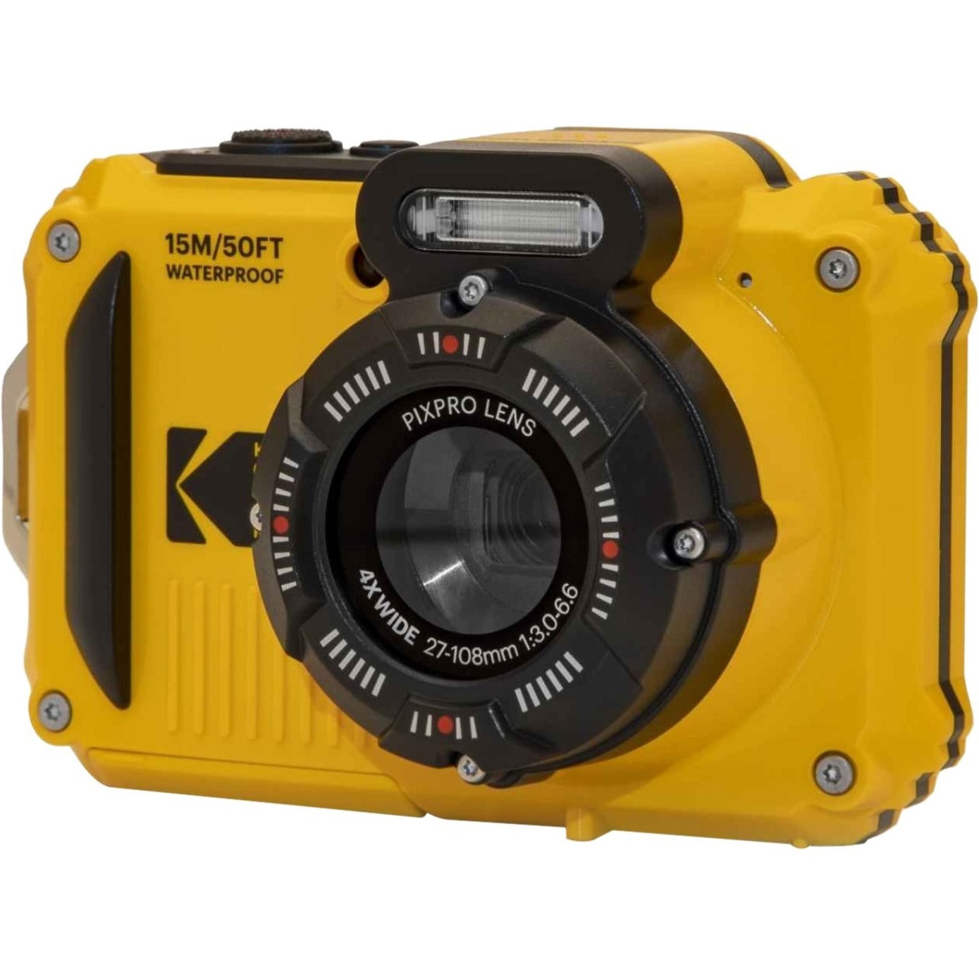 Kodak WPZ2-YL PIXPRO Waterproof Camera, 16.4MP, 6x Optical Zoom, Full HD Video, Yellow